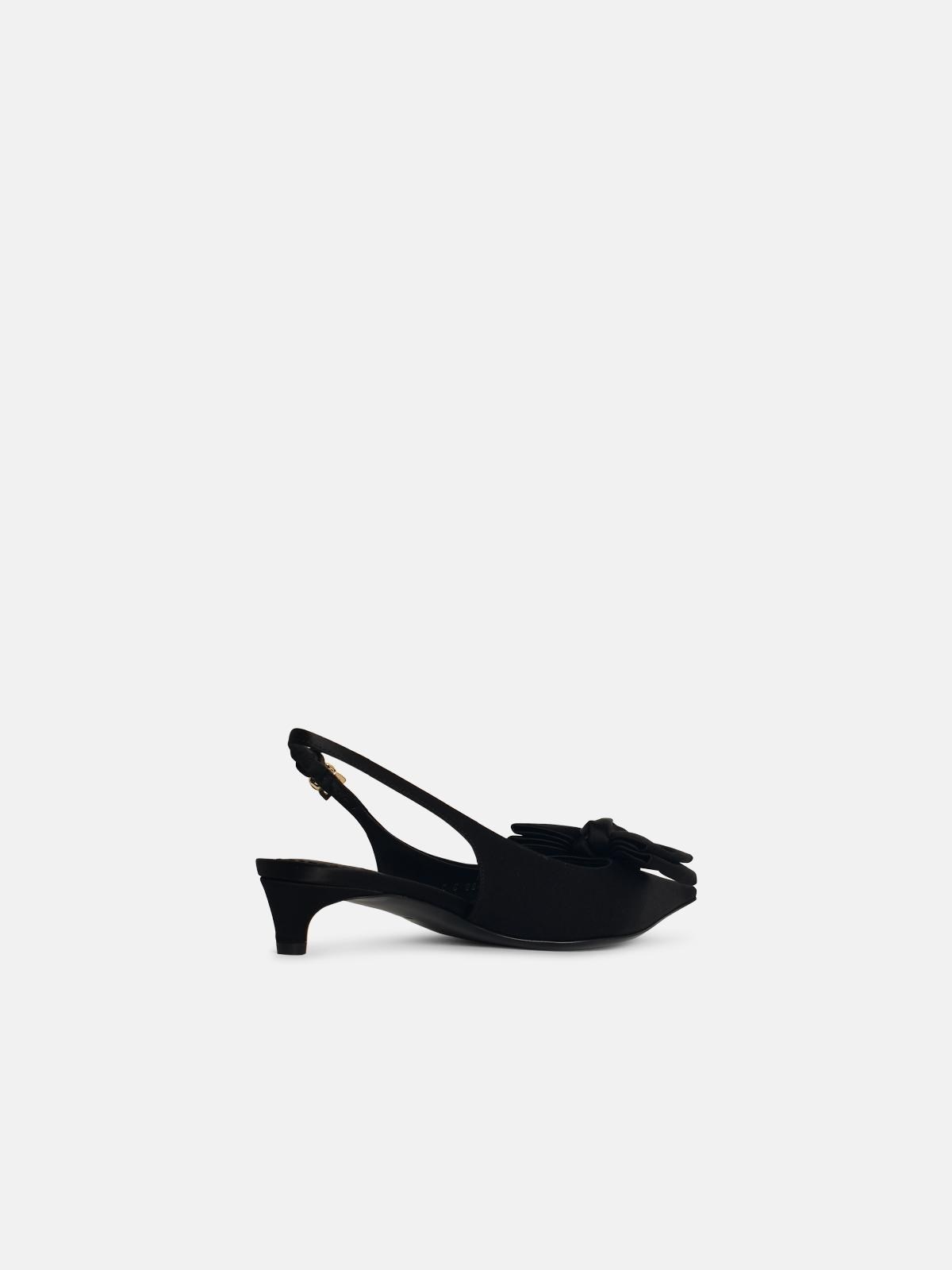 BLACK SILK BLEND SLINGBACKS - 3