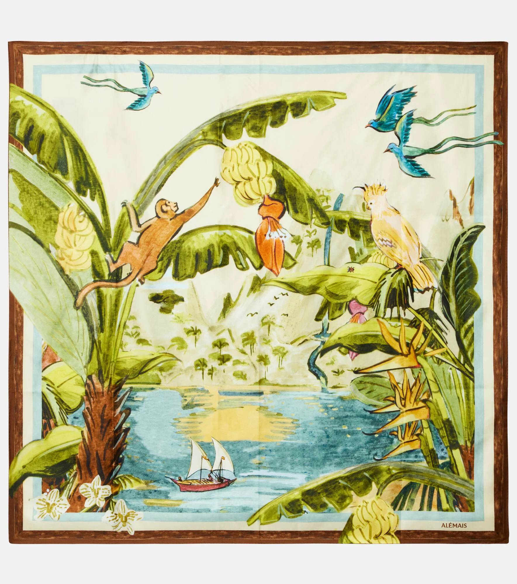 Printed silk satin scarf - 1