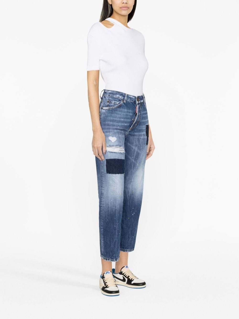 paint-splatter straight-leg jeans - 4