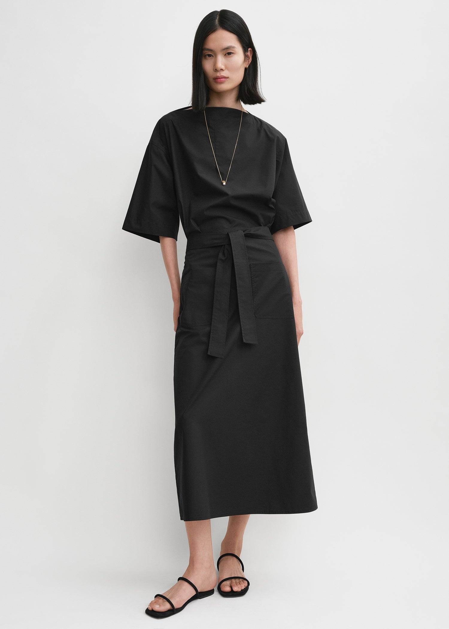 Tie-waist cotton skirt black - 2