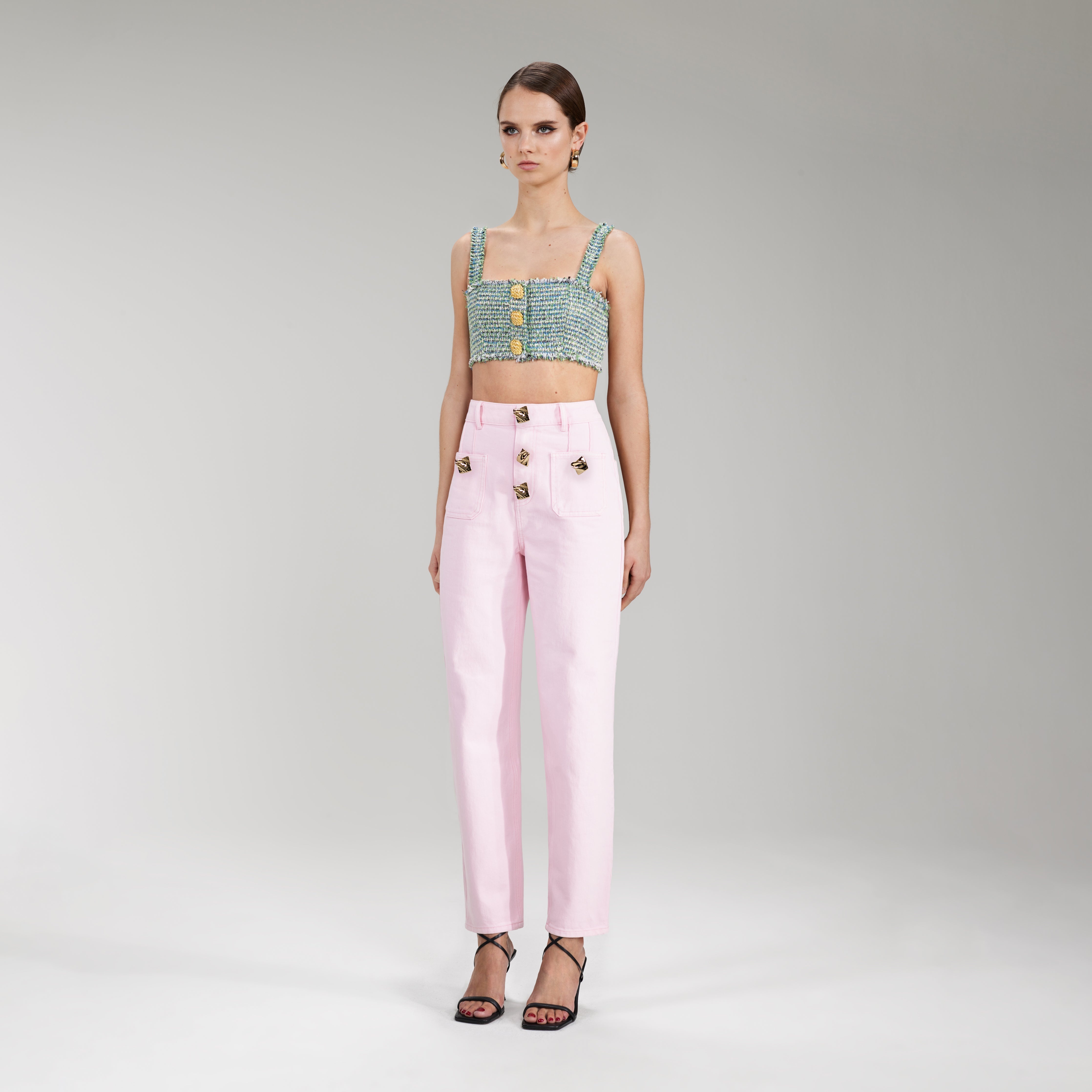 Light Pink Denim Straight Leg Jeans 28" - 2