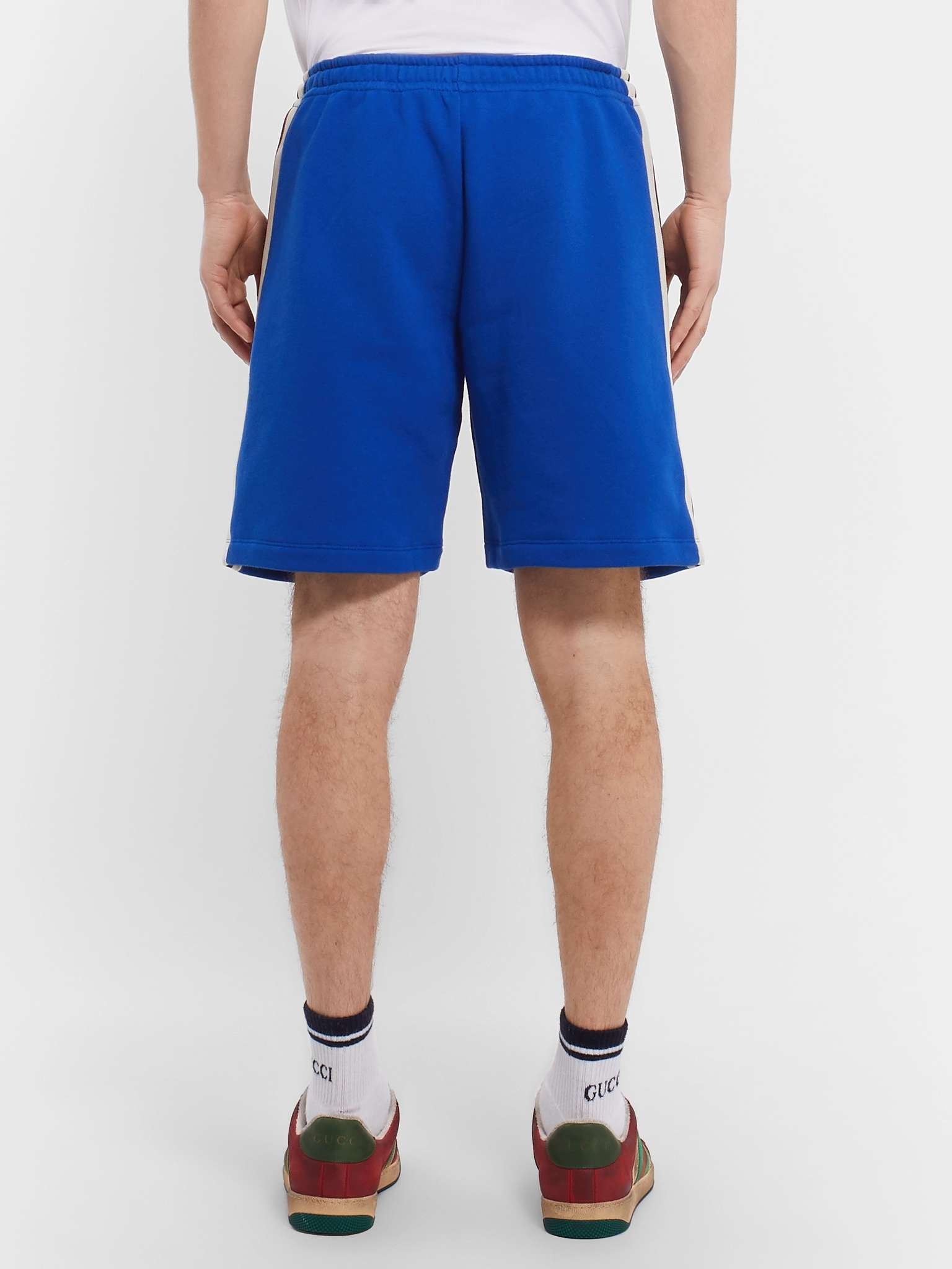 Wide-Leg Logo Webbing-Trimmed Loopback Cotton-Jersey Shorts - 5