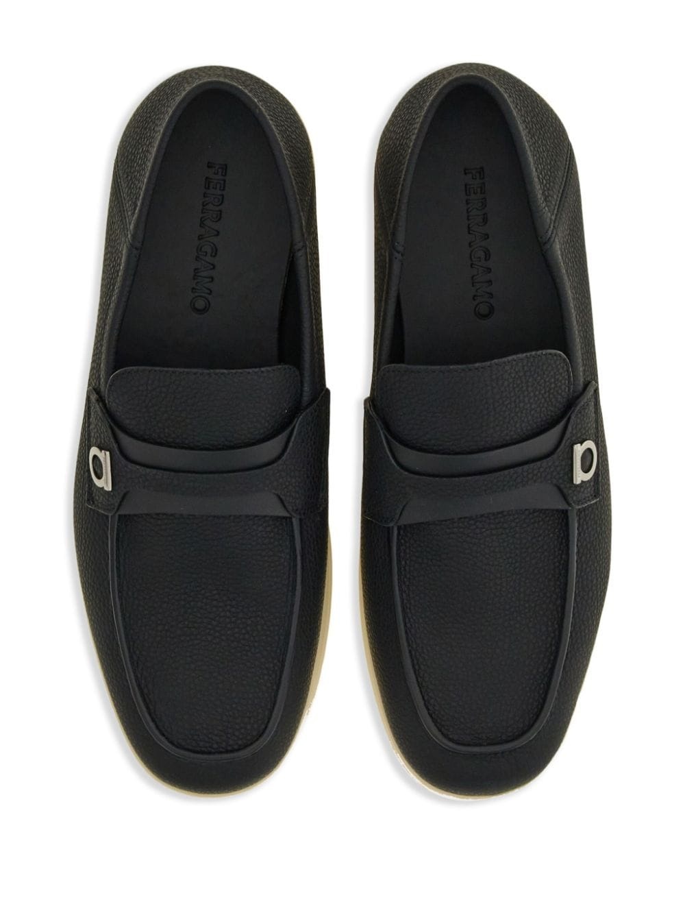 Gancini-plaque leather loafers - 4