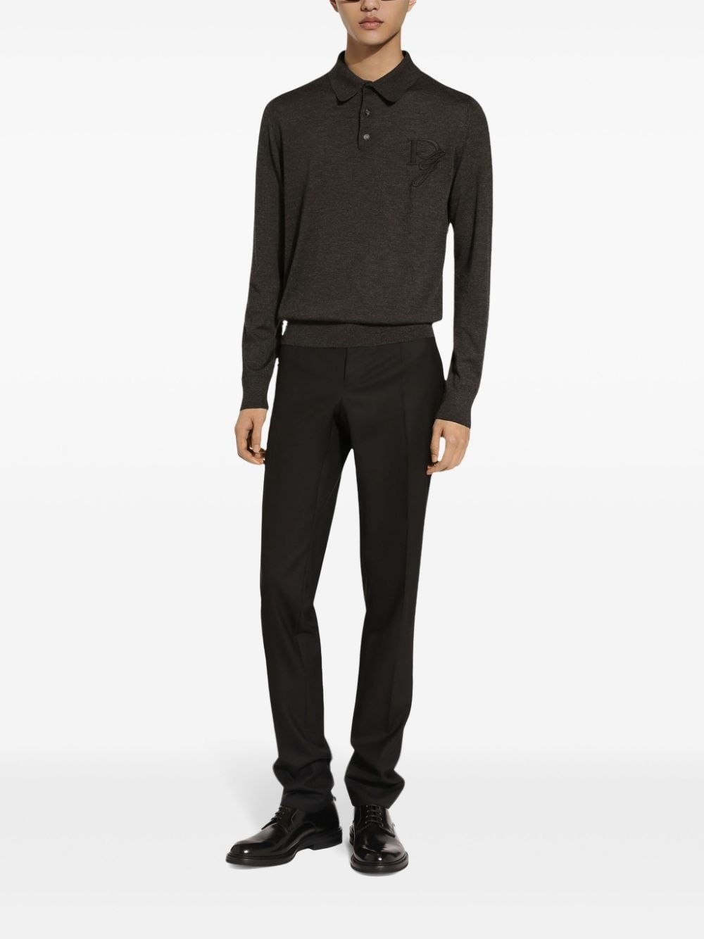 logo-embroidered cashmere polo shirt - 2