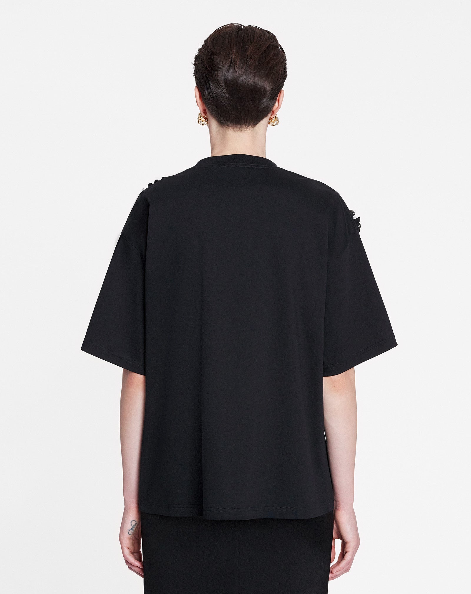 OVERSIZED T-SHIRT WITH FLORAL EMBROIDERY - 4