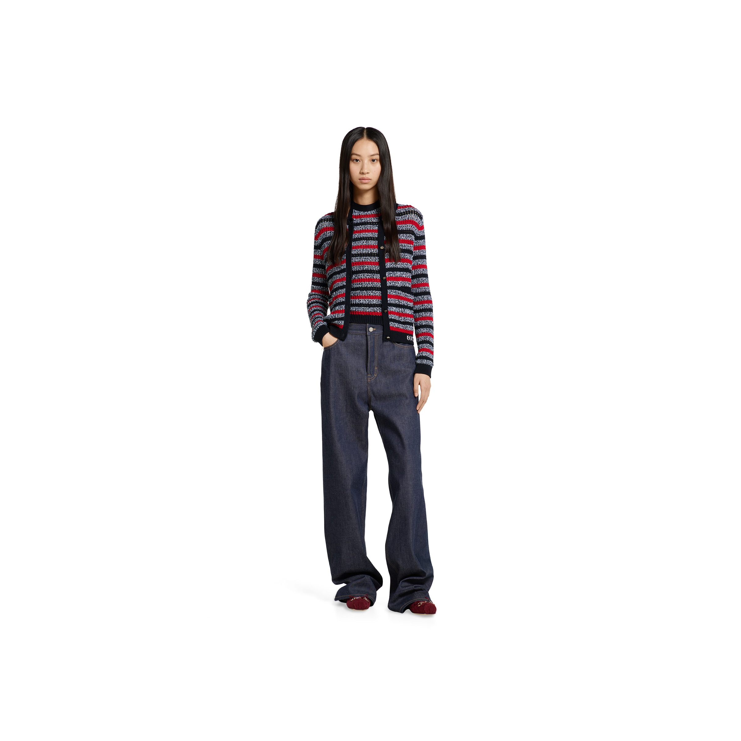 Striped fine cotton knit halterneck top - 2