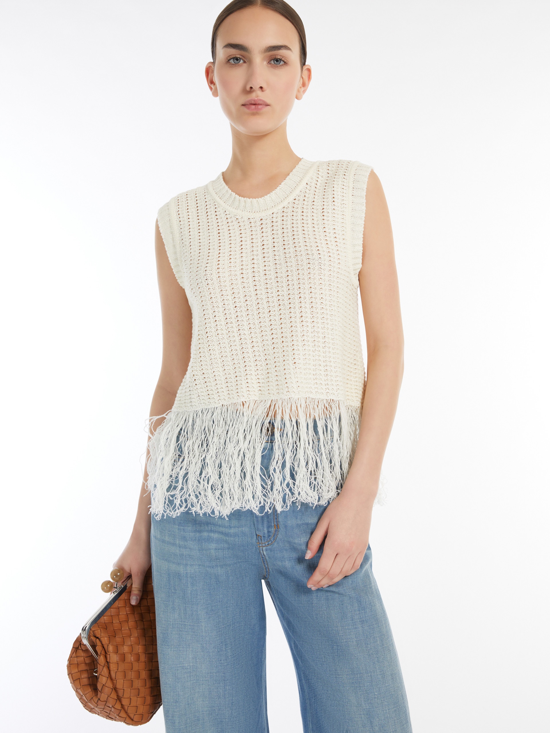 NAVETTA Linen top with fringes - 5