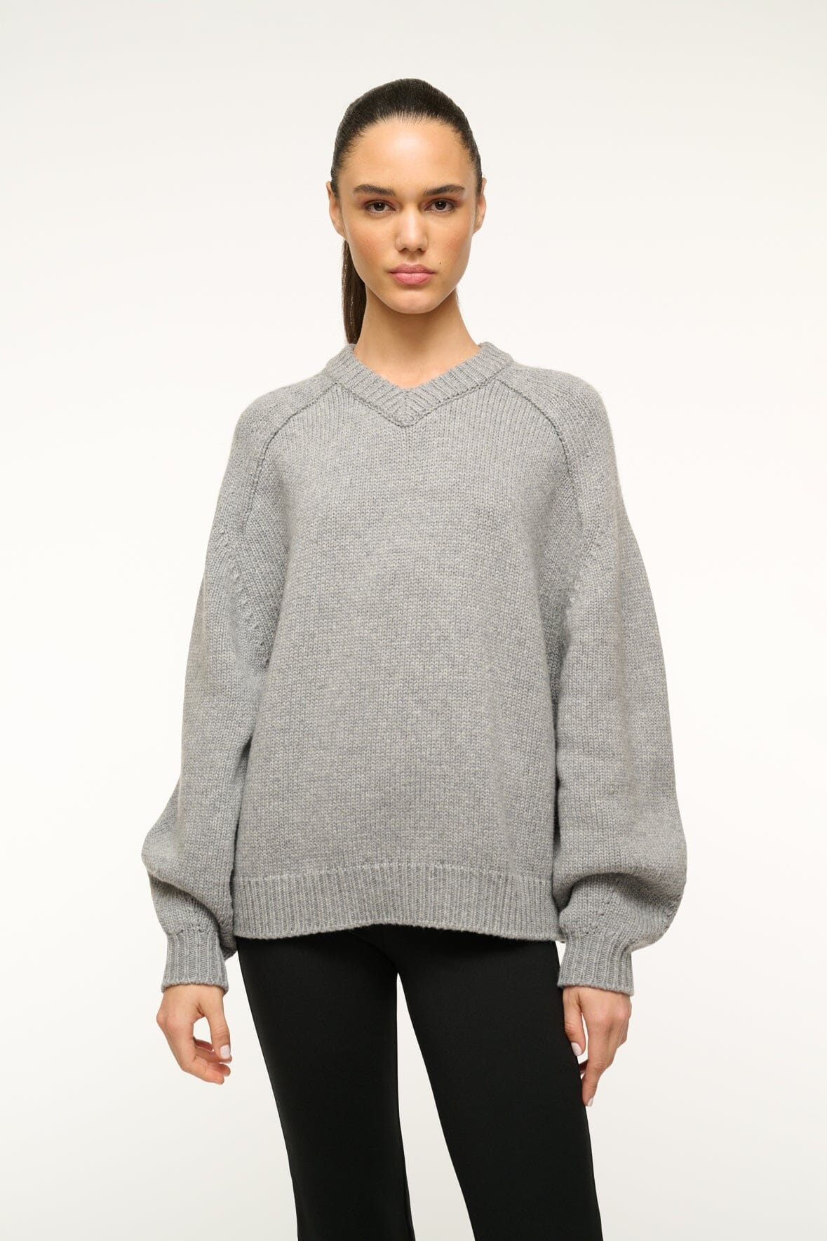 STAUD WILSON SWEATER HEATHER GREY - 2