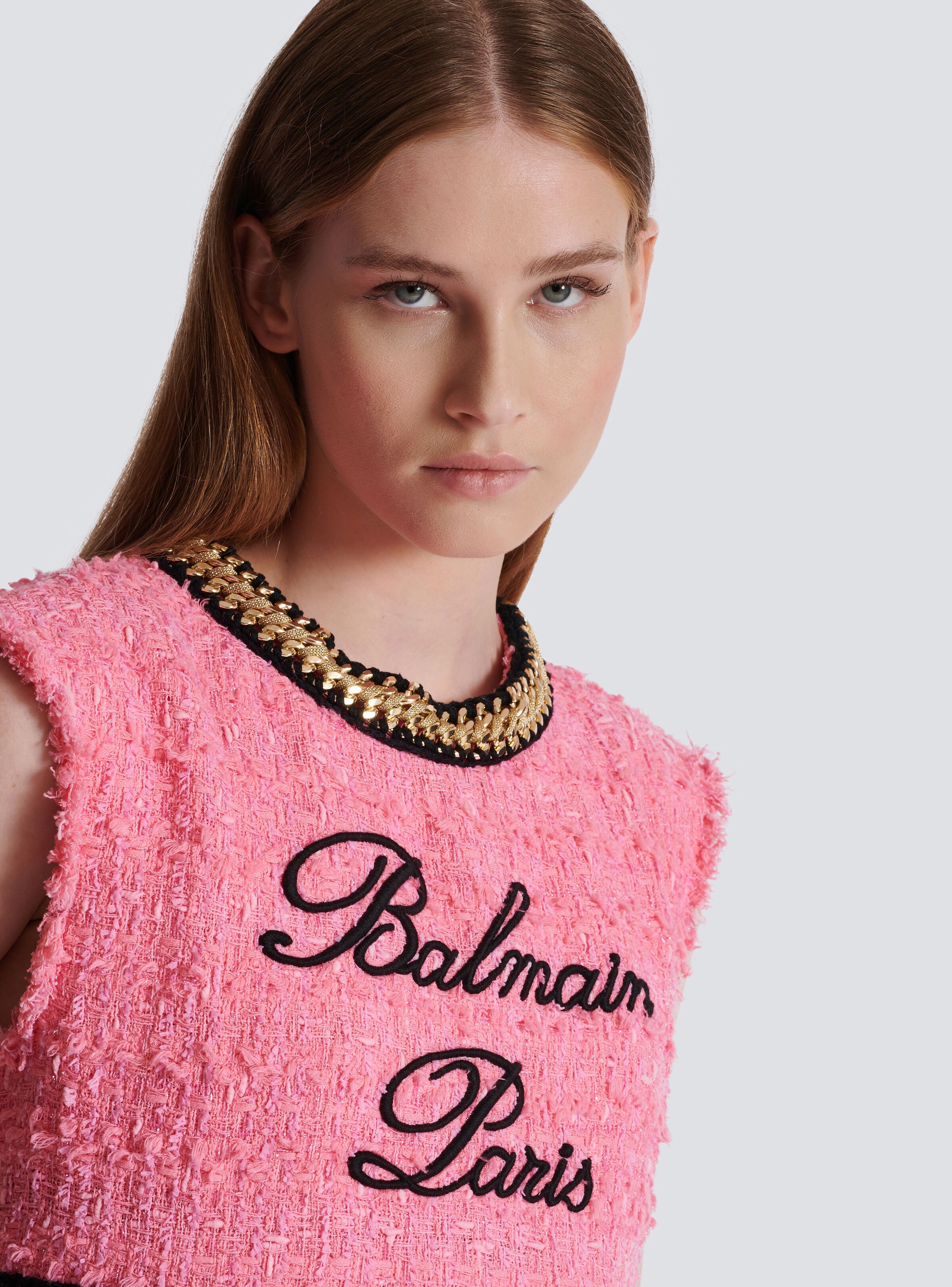 Balmain Signature tweed and chain top - 6