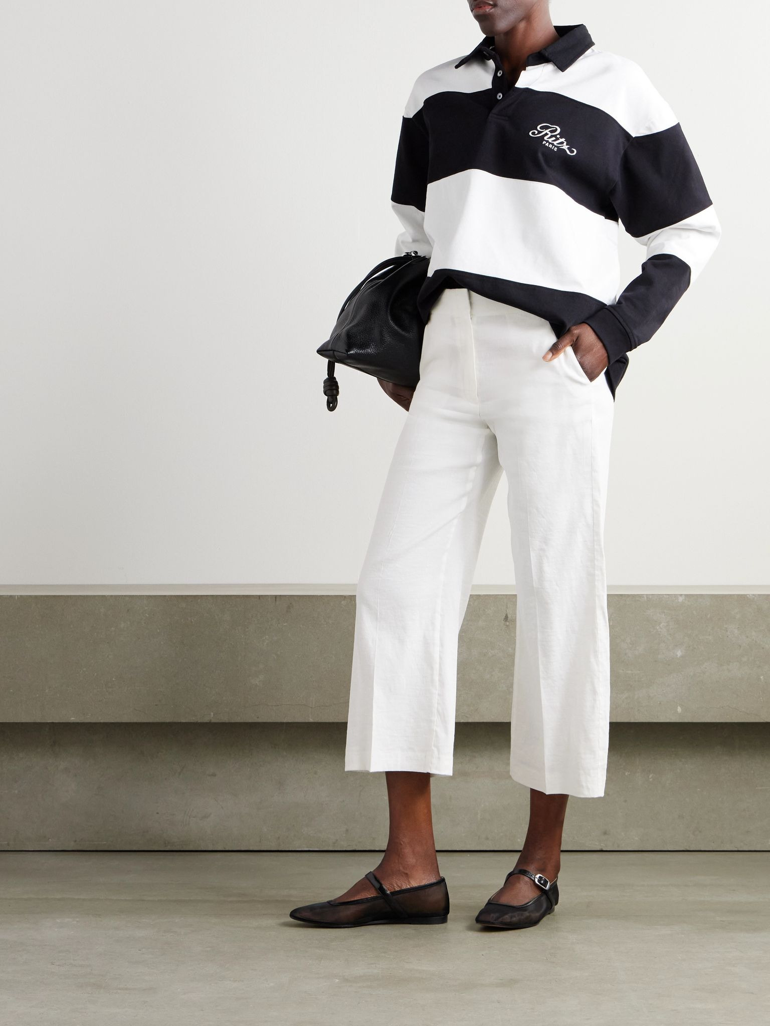 Terena cropped linen-blend wide-leg pants White - 2