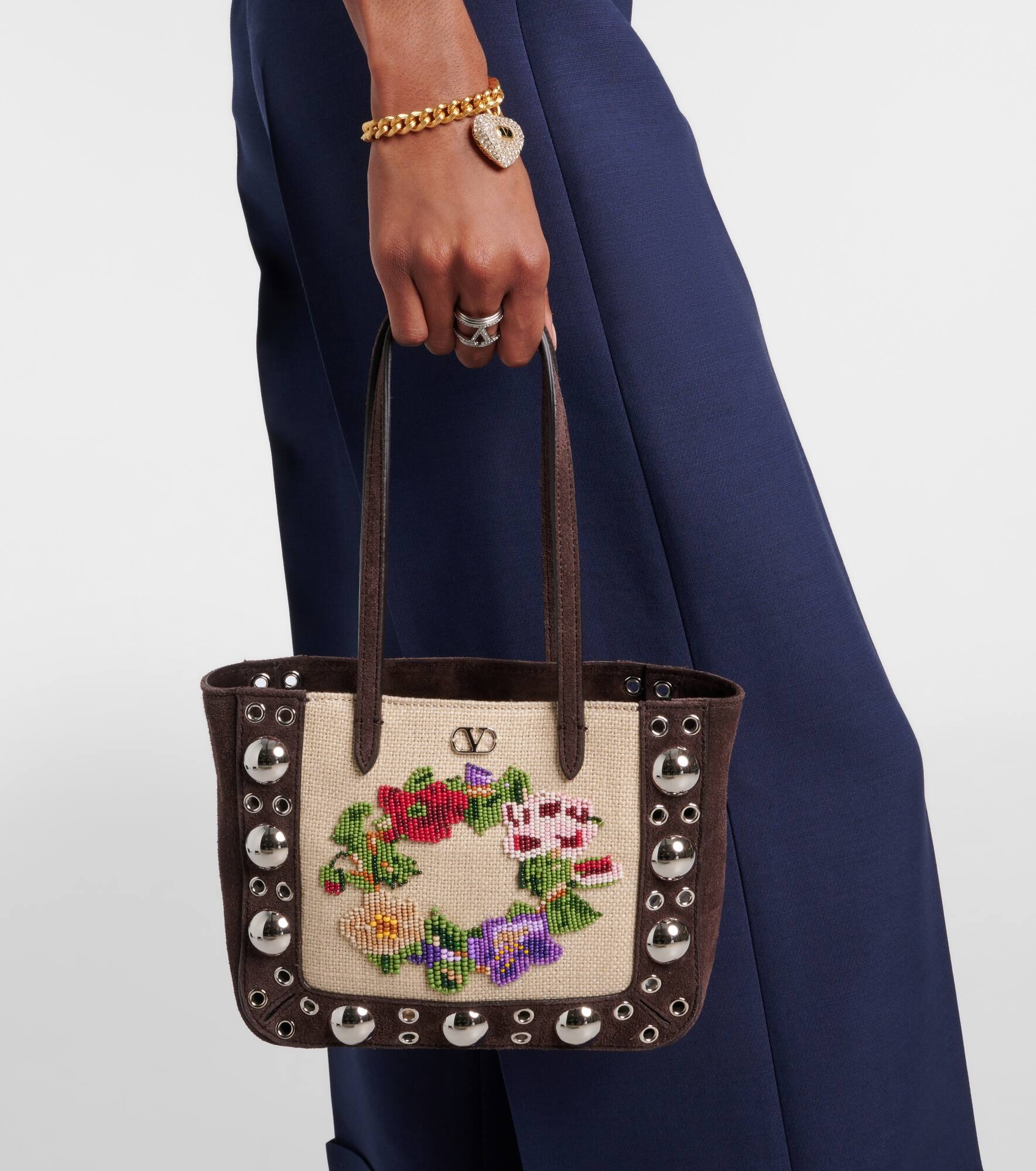 Nellcôte Mini embellished suede tote bag - 7