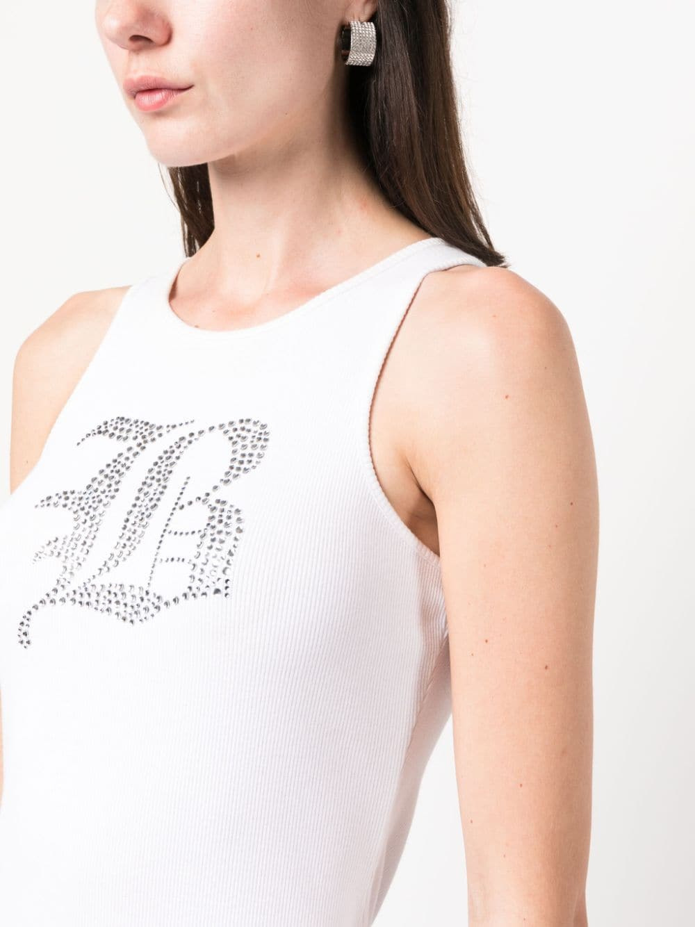 Blumarine Women Logo Ribbed Cotton Tank Top - 3
