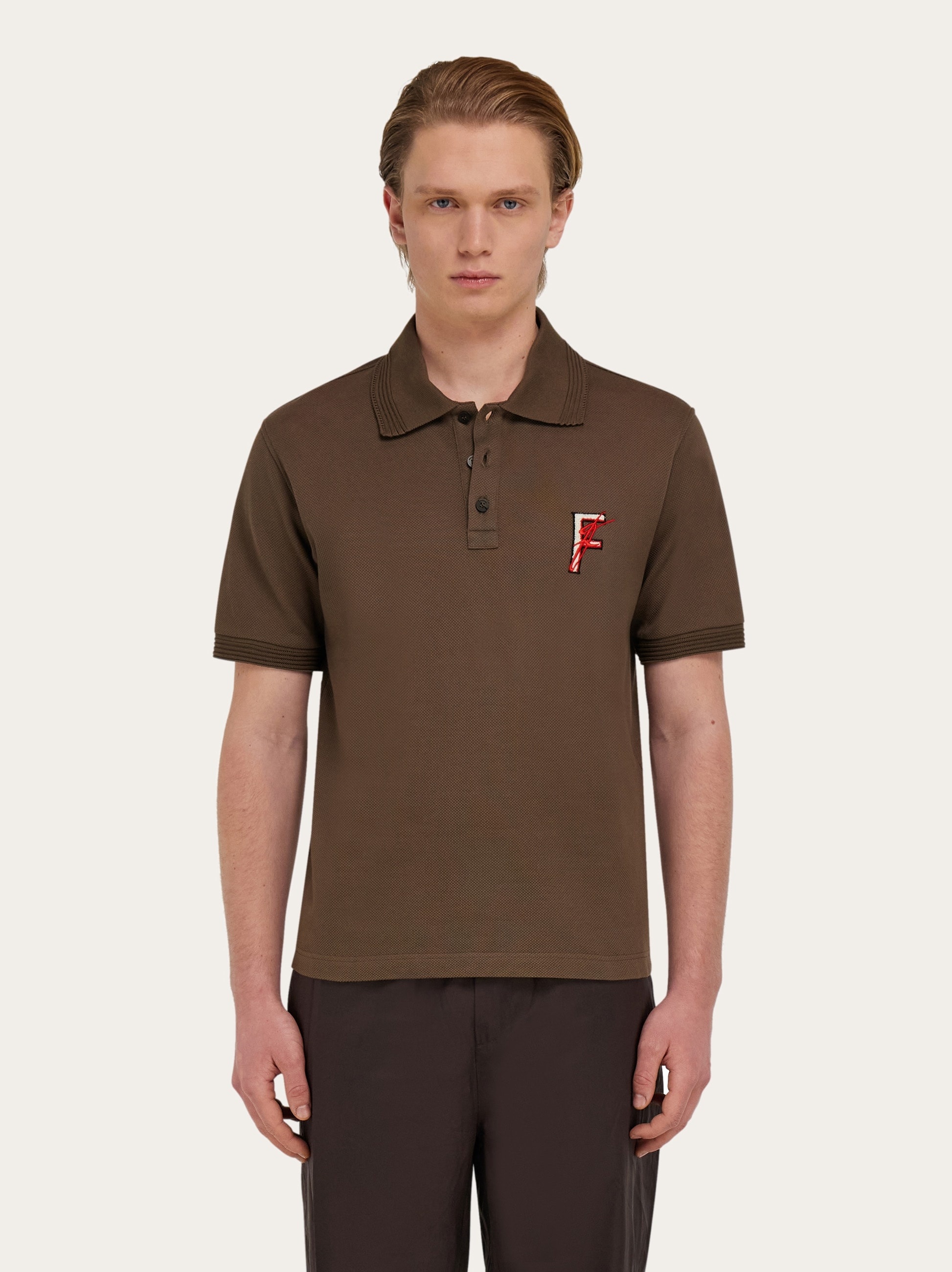 Cotton polo shirt with overlapping embroidery - 2