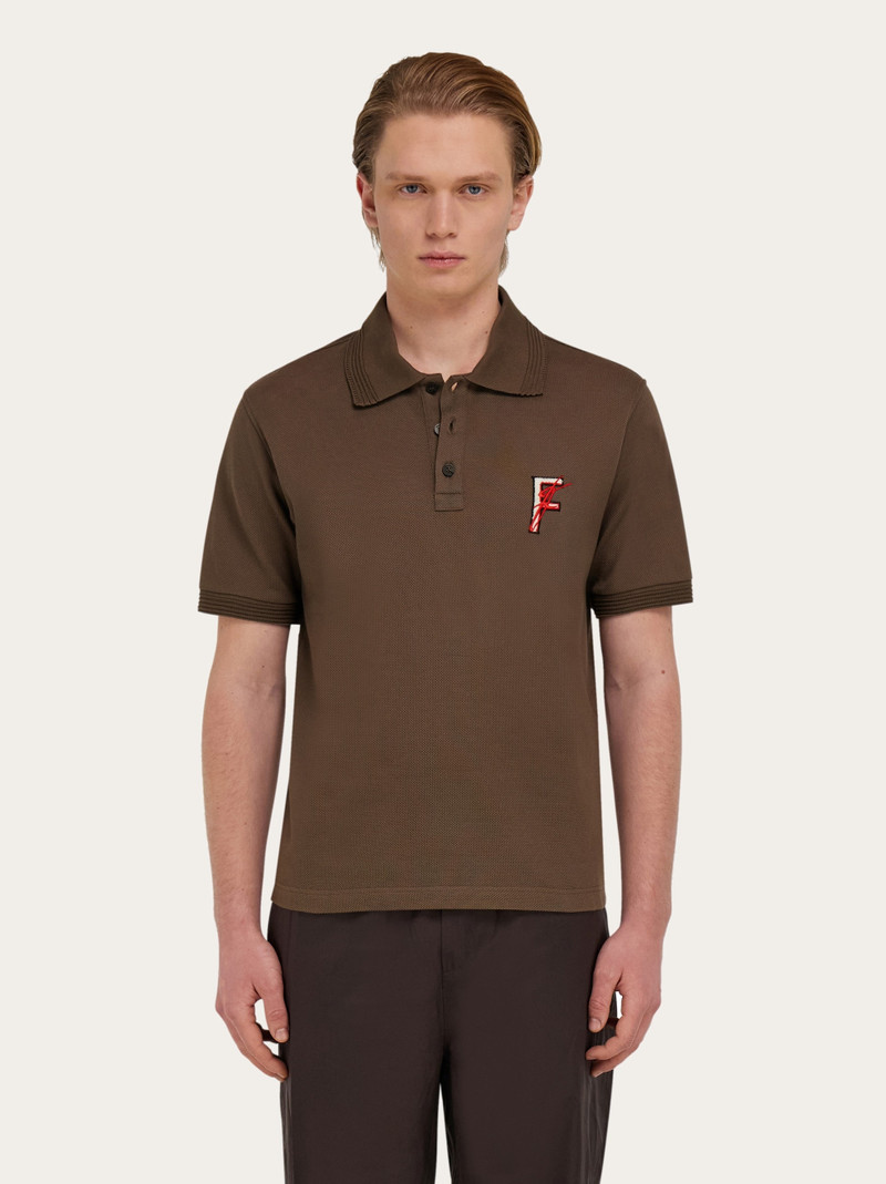 FERRAGAMO Cotton polo shirt with overlapping embroidery outlook