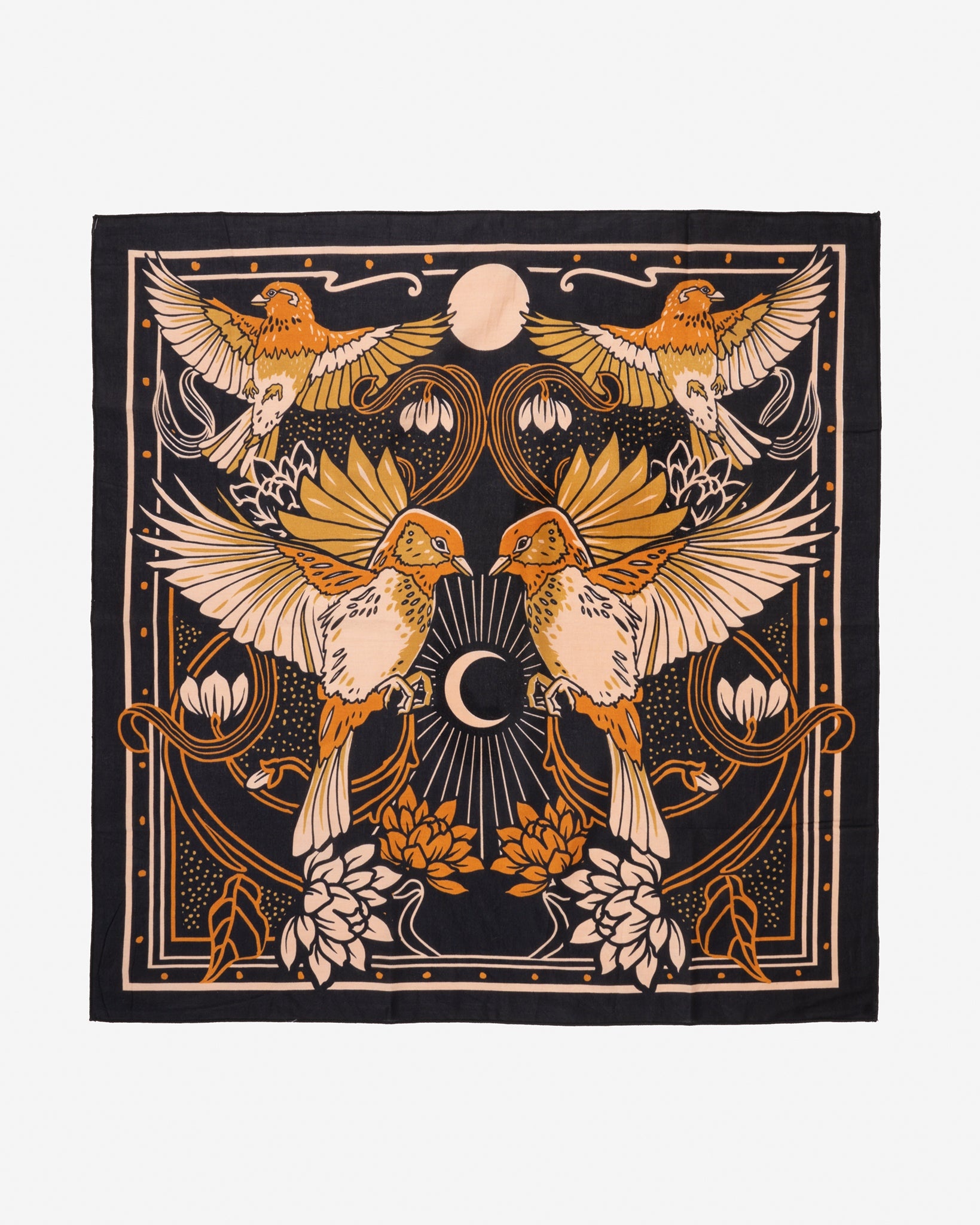 FELIX GREEN ORGANIC COTTON "AVIARY" BANDANA - BLACK - 1