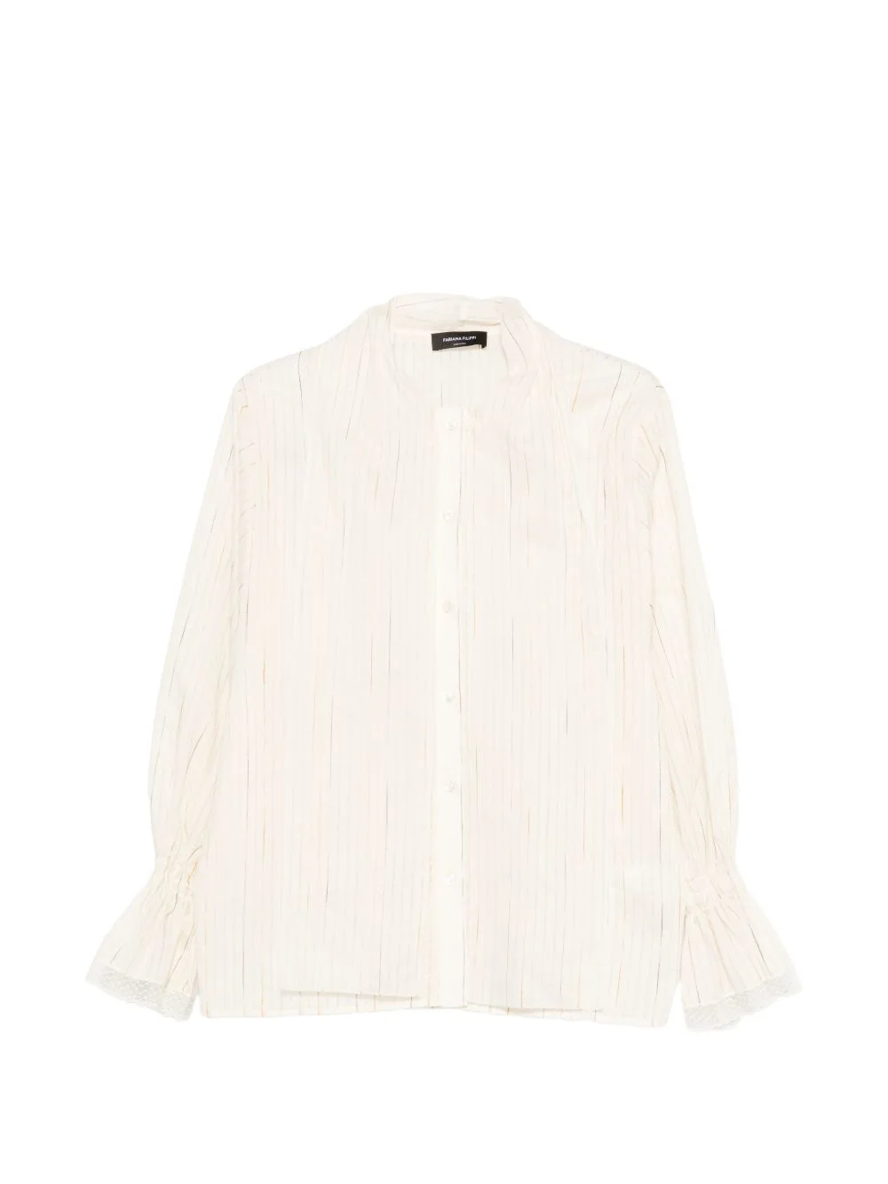 lace-trim ruffled-sleeve shirt - 1