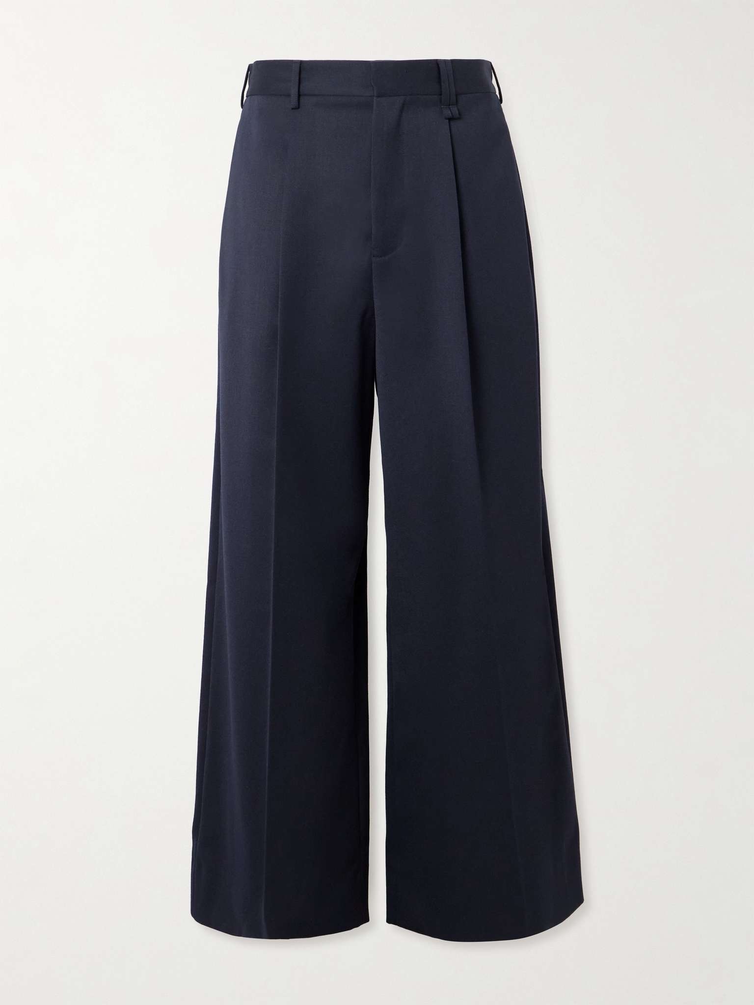 Wide-Leg Pleated Woven Trousers - 1