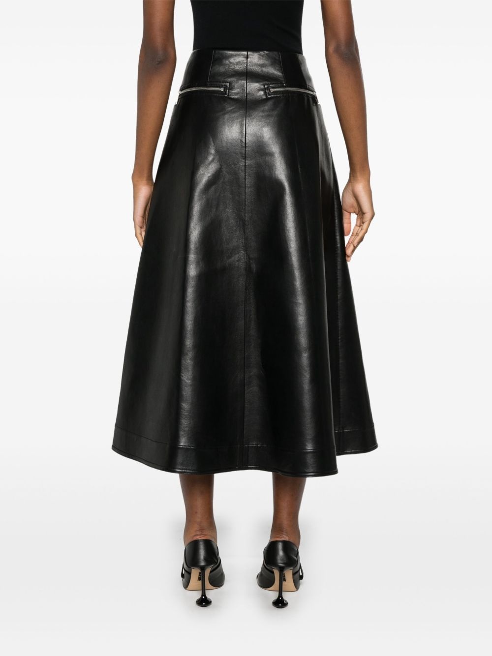 faux-leather midi skirt - 4