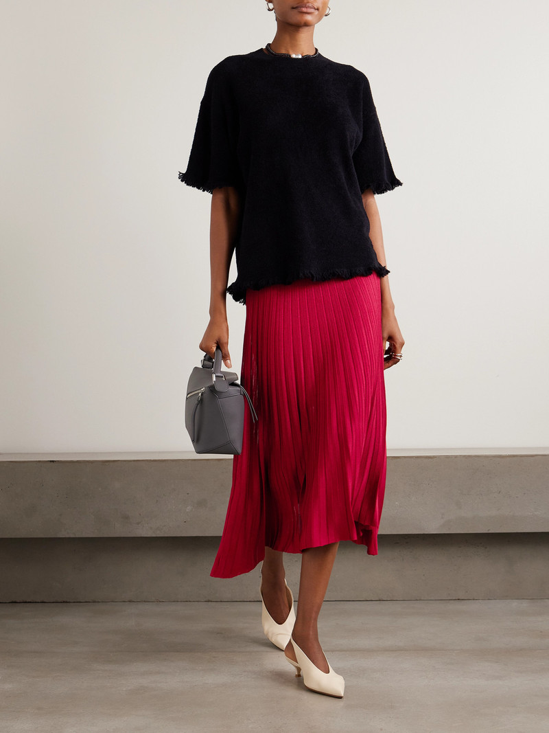 MARIA McMANUS Asymmetric Plissé Cotton Midi Skirt outlook