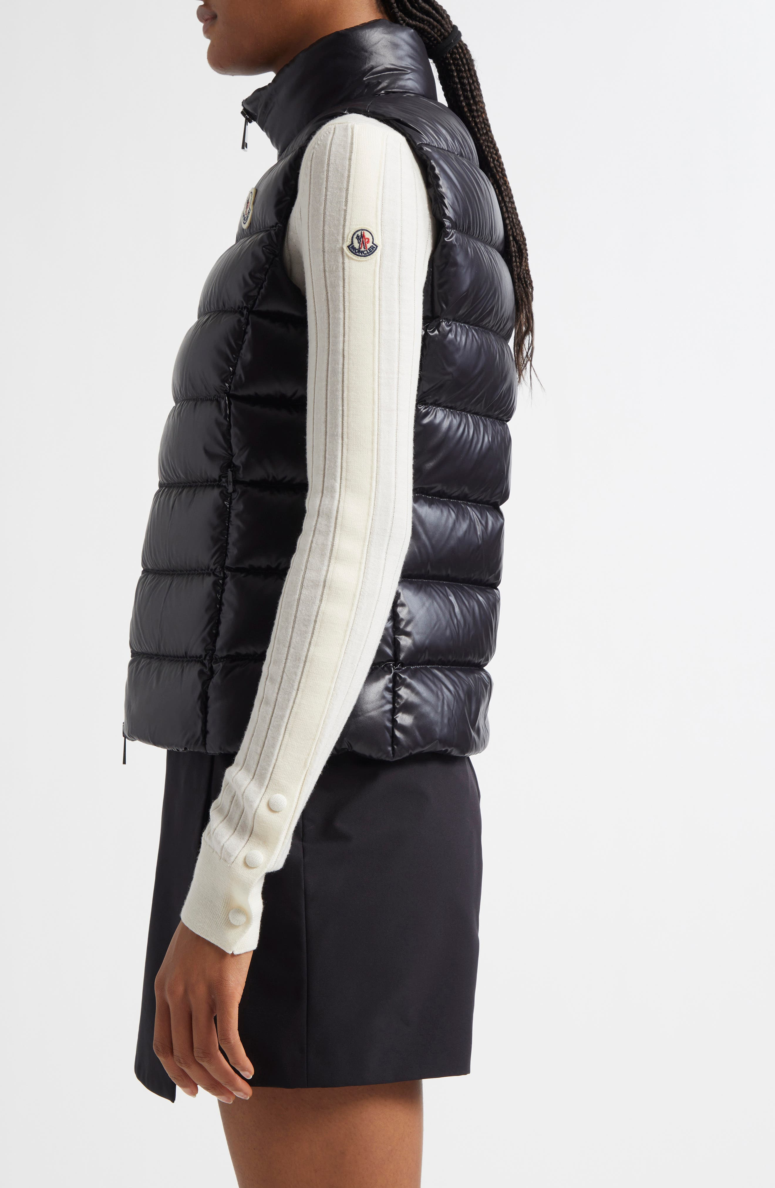 Moncler Ghany Mock Neck Down Puffer Vest in Black/black at Nordstrom - 3