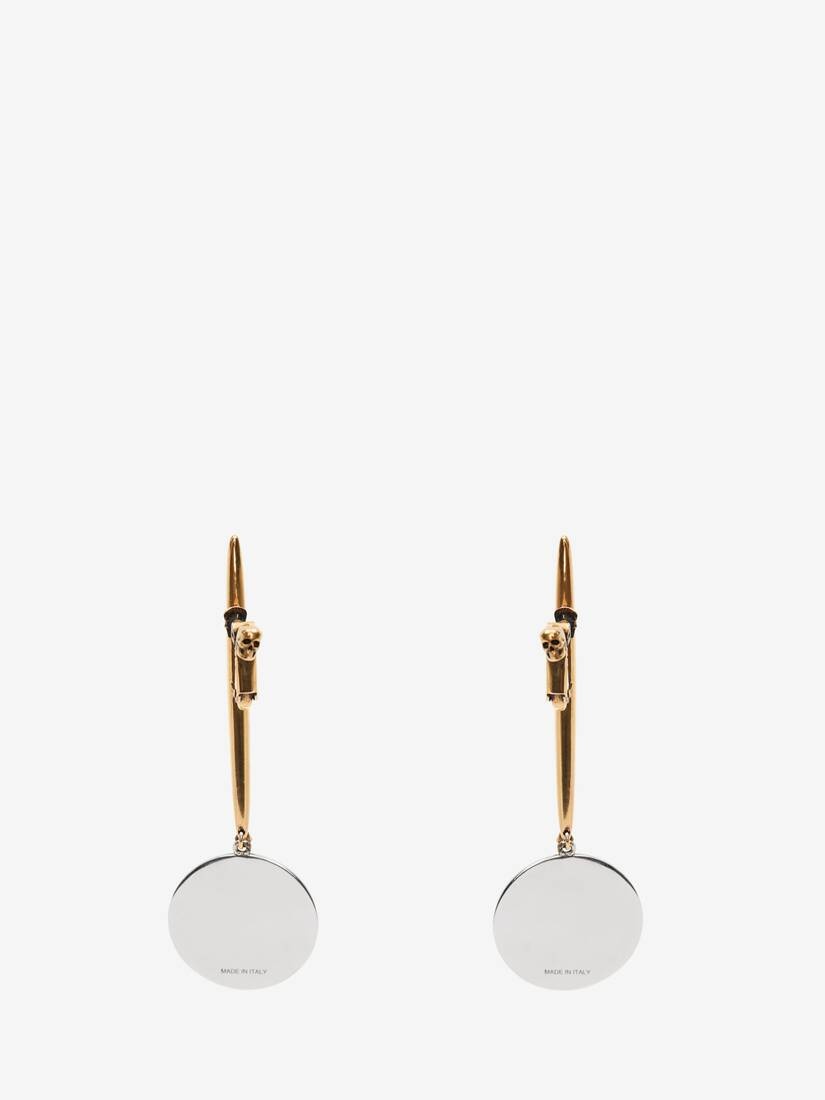 Medallion Stick Earrings in Antique Silver - 3