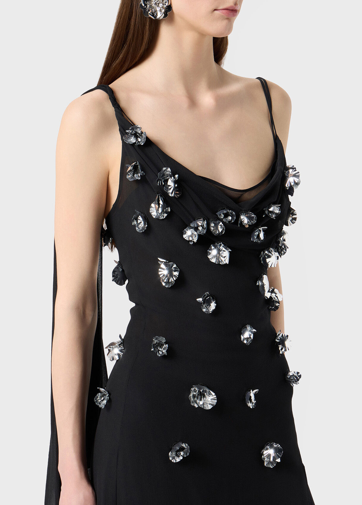 LONG GEORGETTE DRESS WITH EMBROIDERY - 4