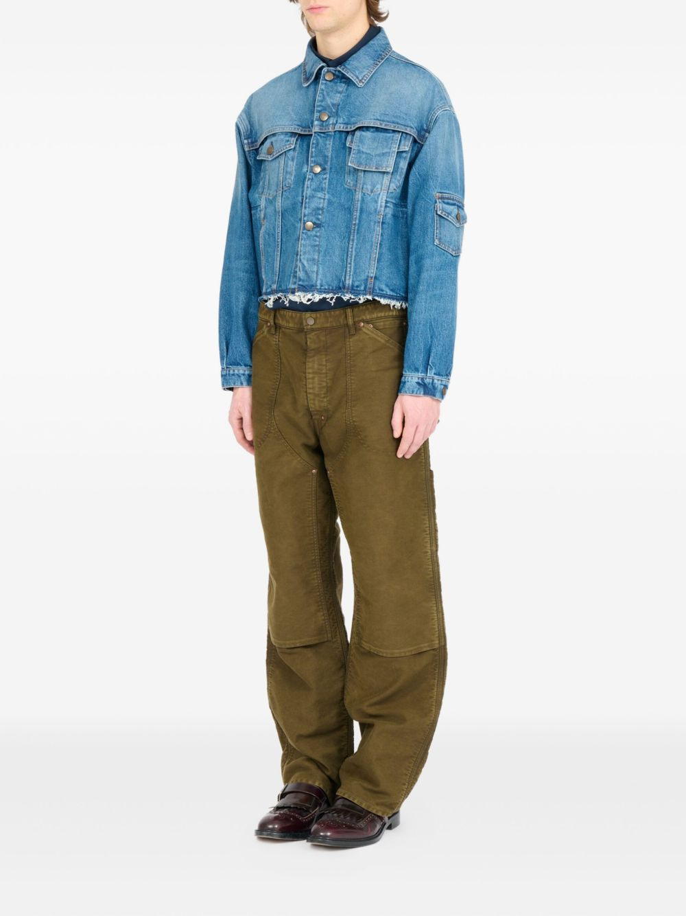 frayed denim jacket - 4