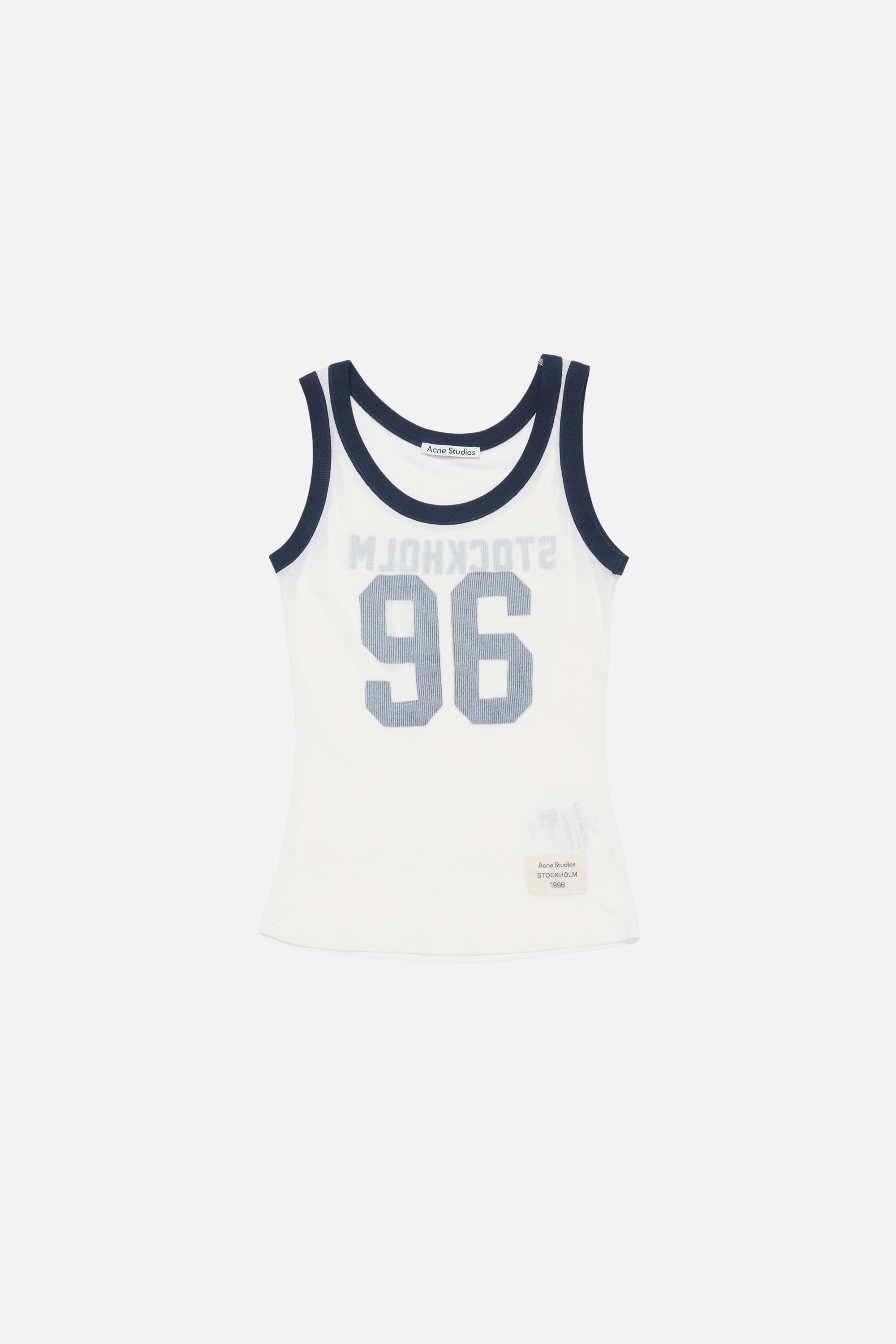 Ribbed tank top - White/navy - 6