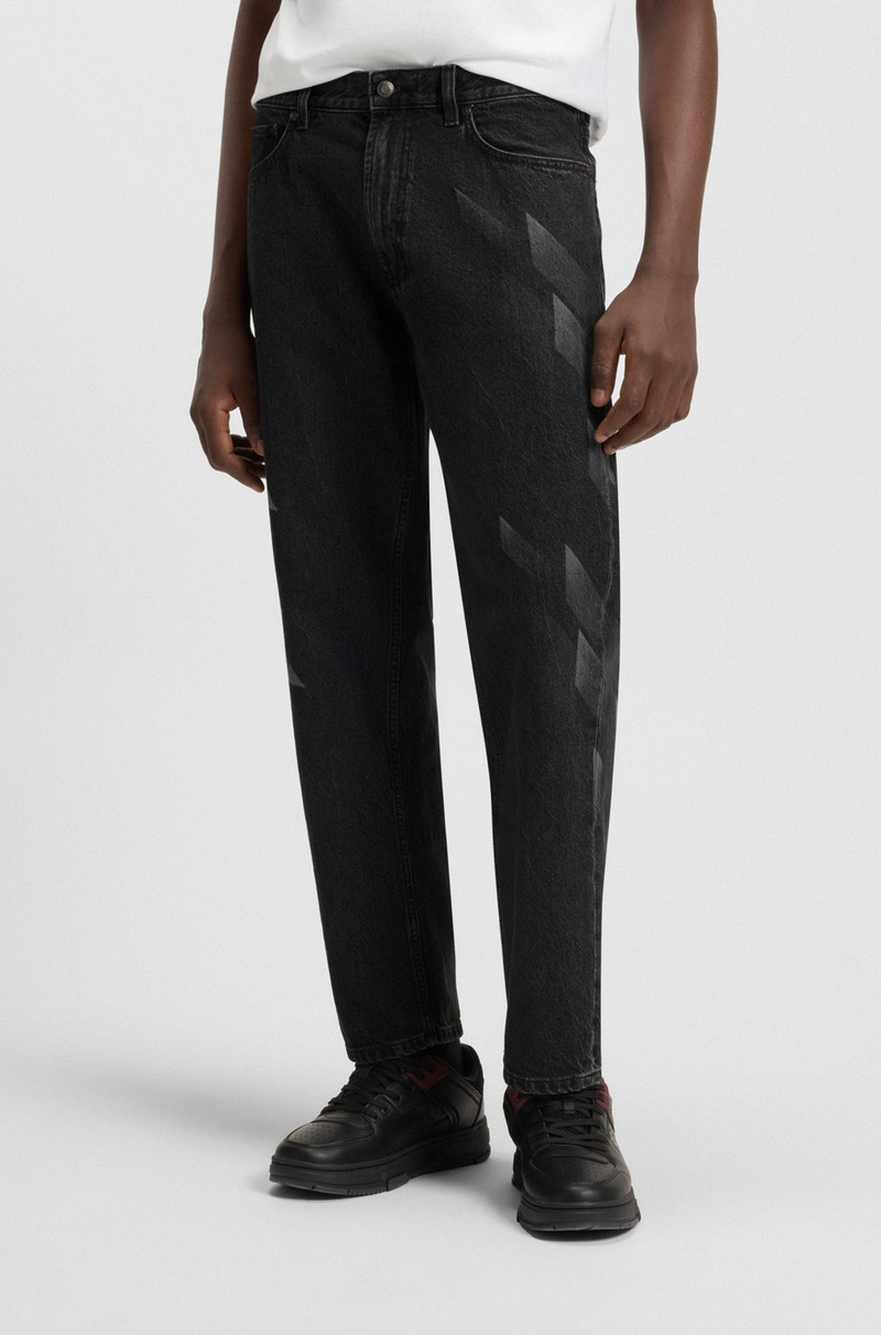 HUGO X RB RELAXED-FIT JEANS WITH LASERED PATTERN 2
