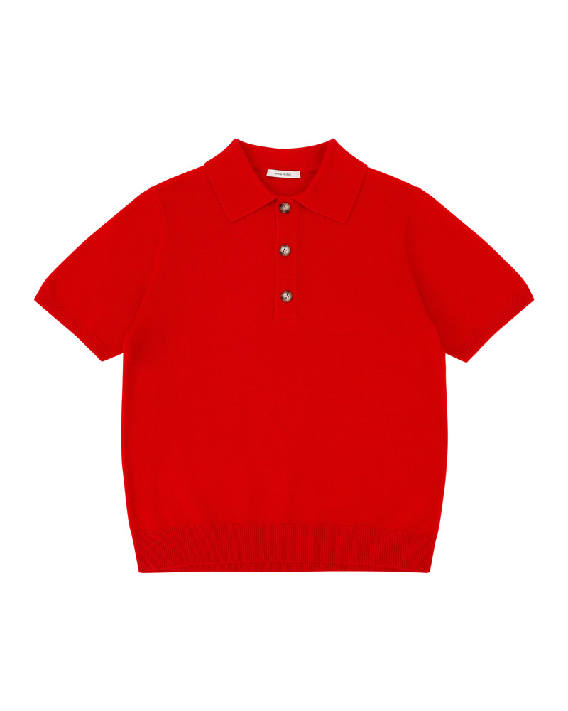 SHORT SLEEVE KNIT CASHMERE POLO RED 8