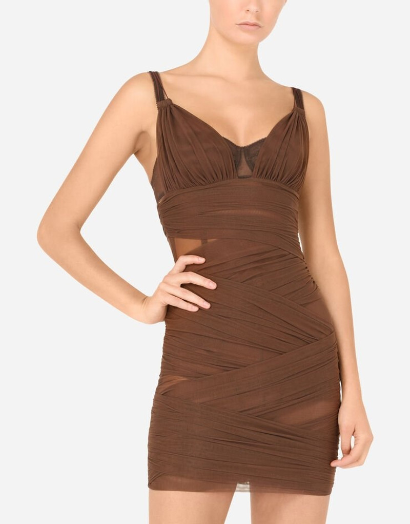 Short tulle dress with wrapover draping 4