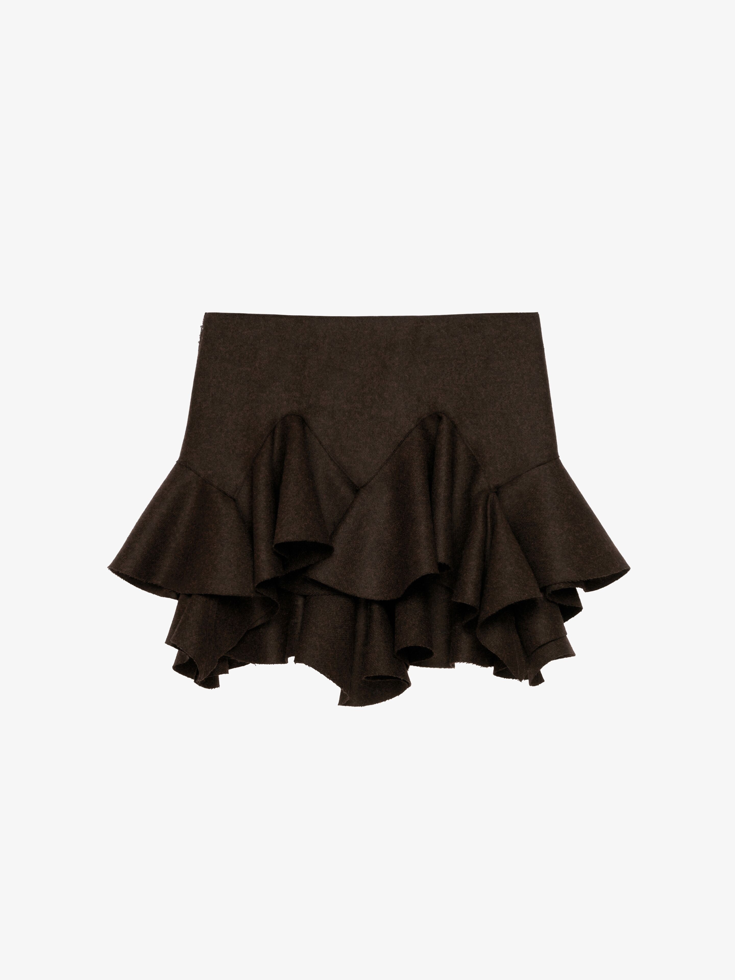 MINI-SKIRT IN FELTED WOOL WITH FLOUNCES - 5