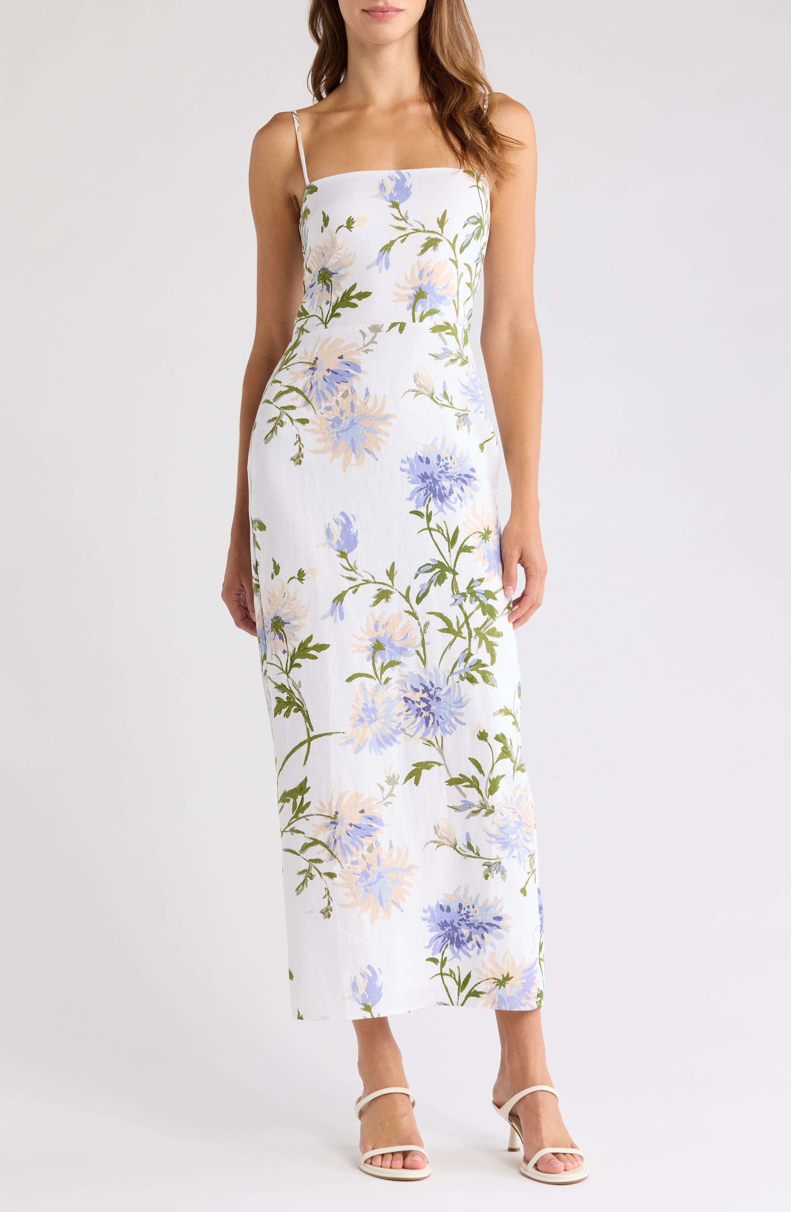 Reformation Frankie Print Linen Dress in Serenity at Nordstrom - 1