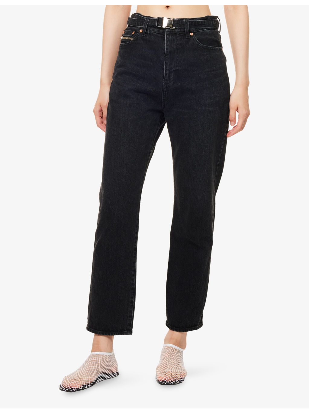 Belted Straight-Leg Denim Jeans - 3