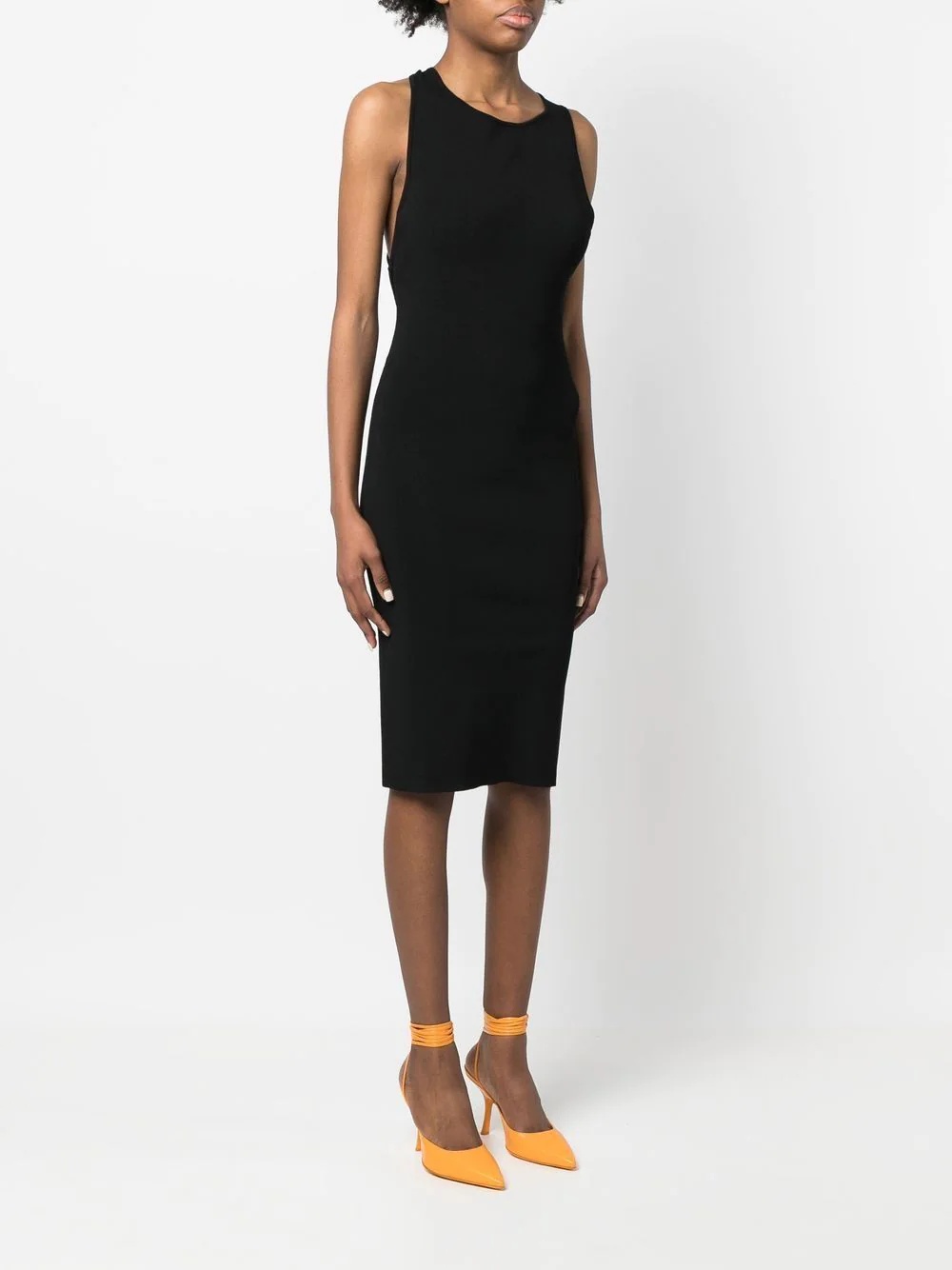 ribbed cross-strap midi dress - 4