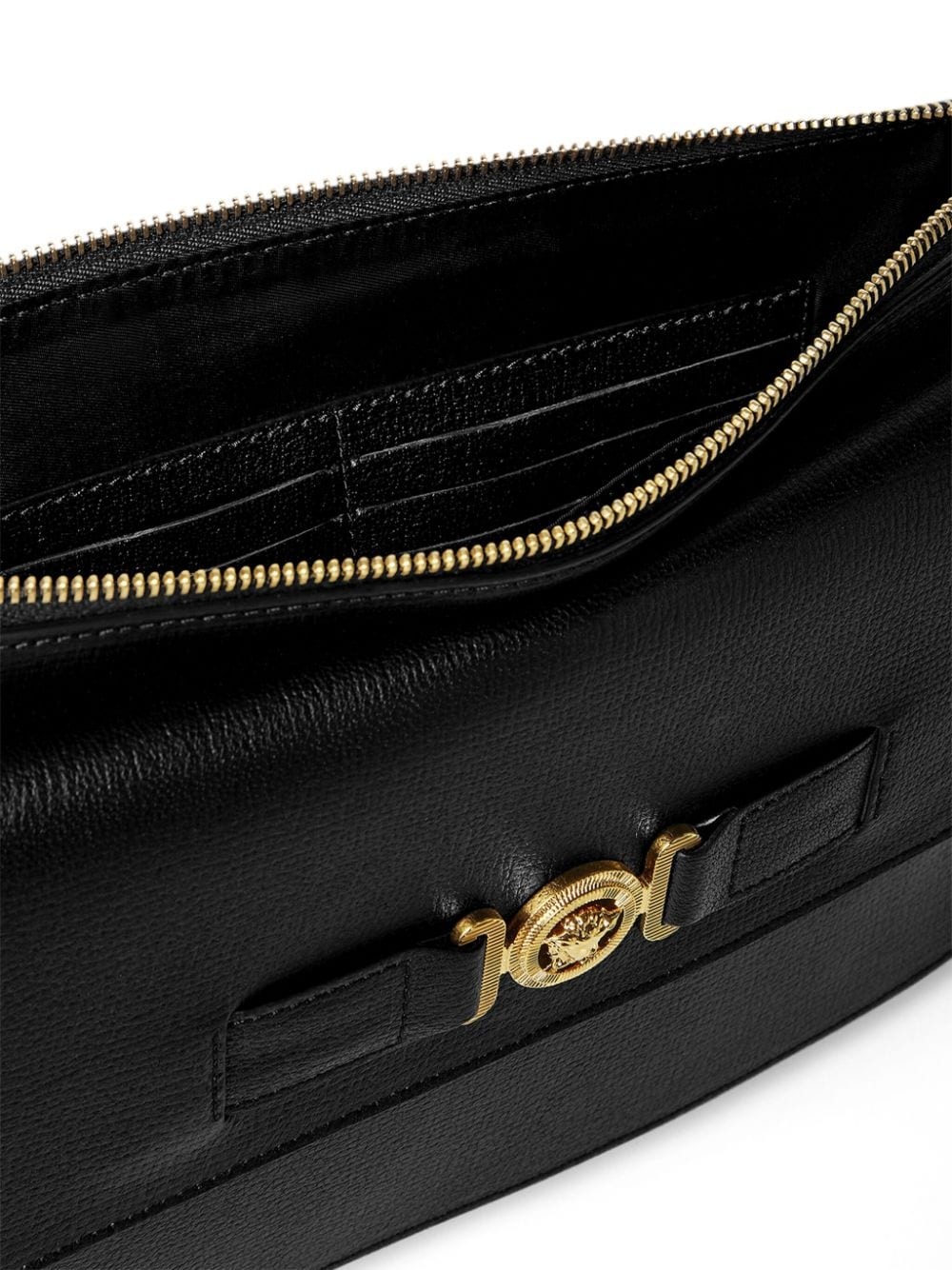 Medusa-plaque leather clutch - 4