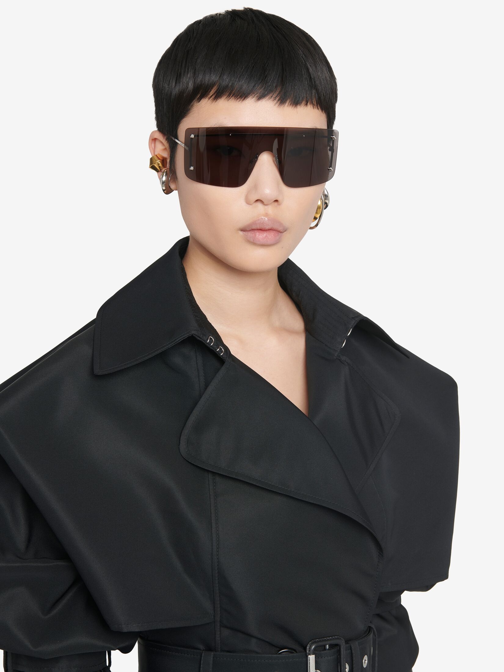 Spike Studs Mask Sunglasses in Smoke/silver - 5