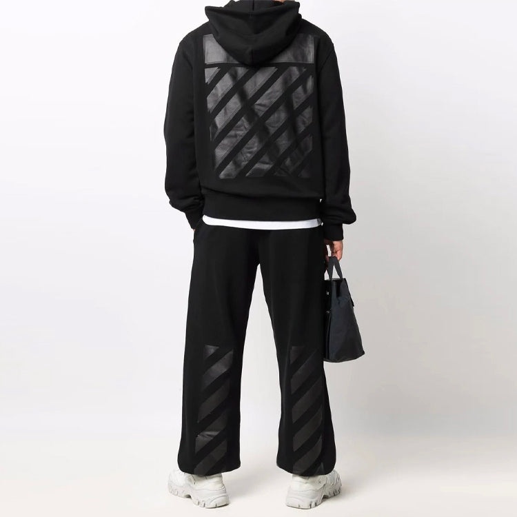 Men's Off-White SS22 Diagonal Stripes Bundle Feet Sports Pants/Trousers/Joggers Black OMCH029C99FLE0 - 4