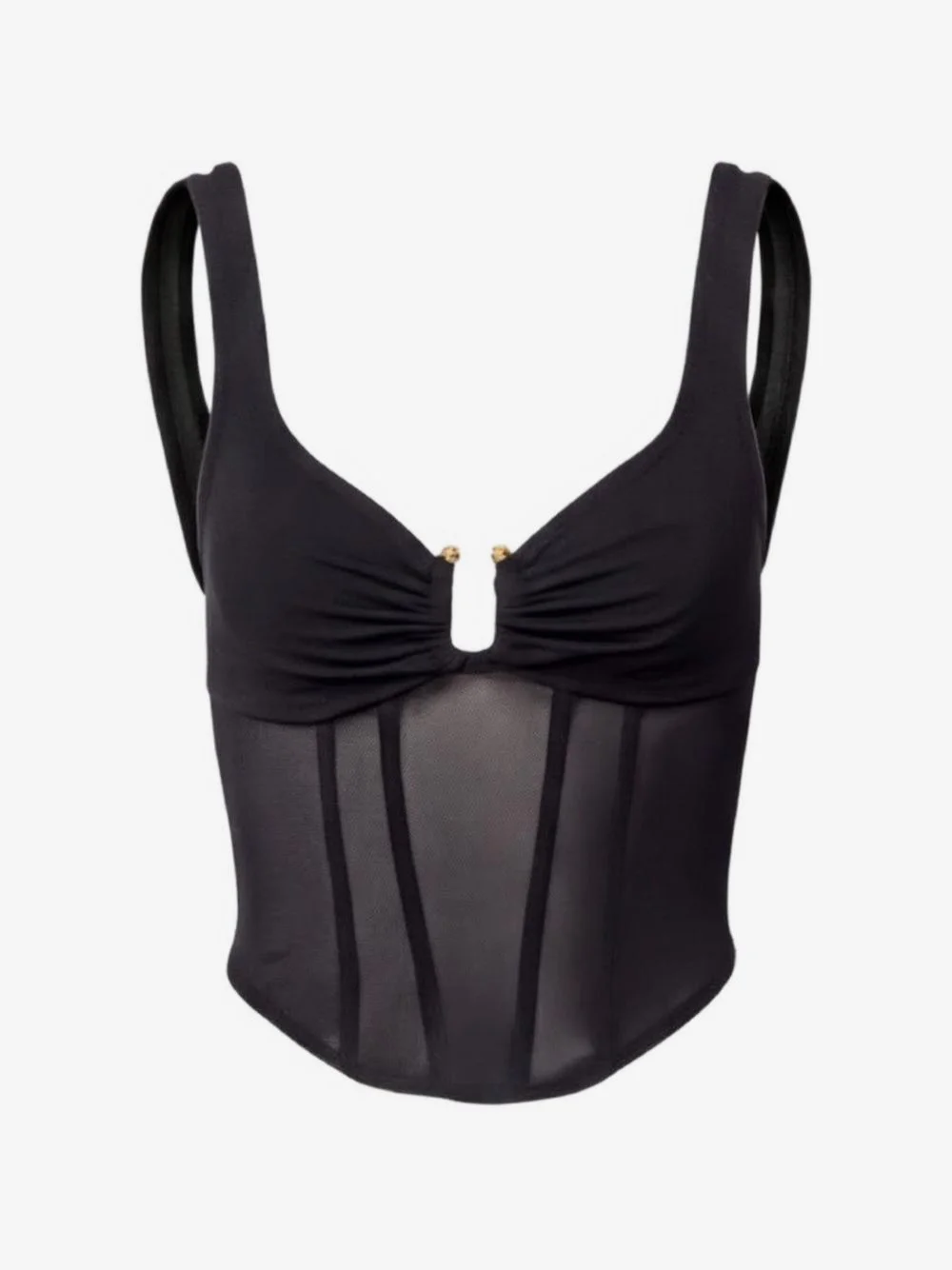 mesh-panelled corset top - 1