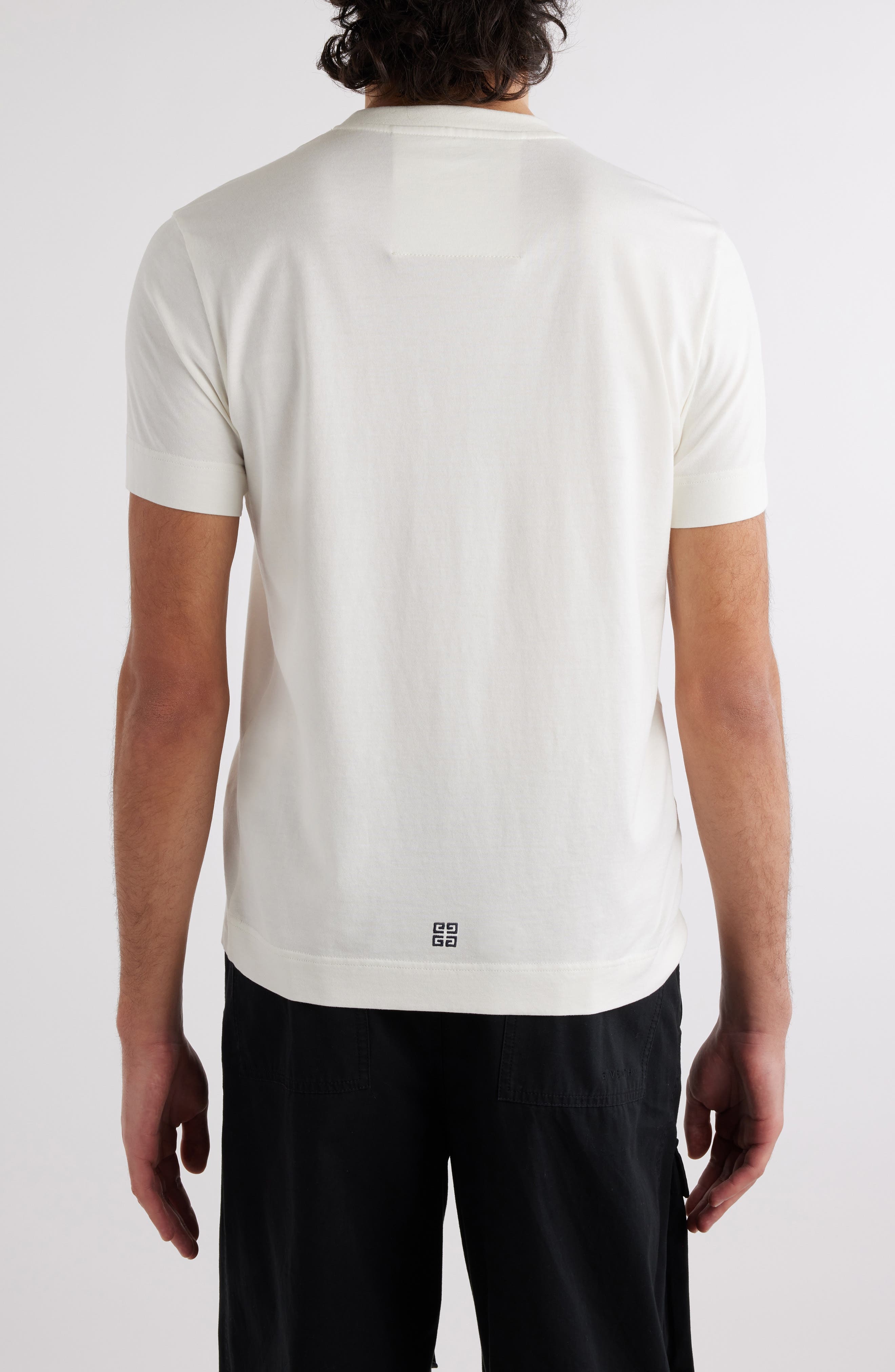 Givenchy Slim Fit Logo Embroidered T-Shirt in Natural/Blue at Nordstrom - 2