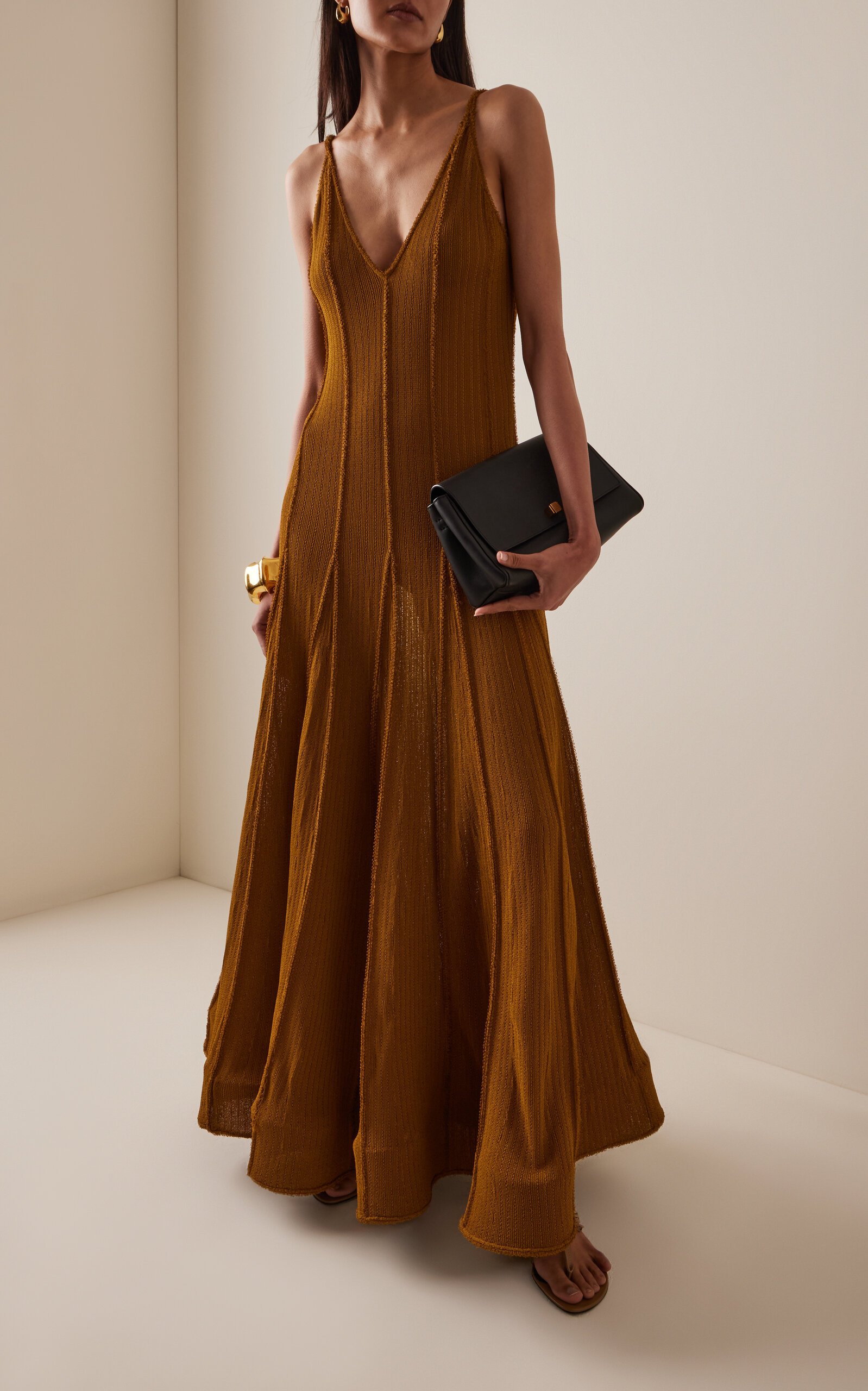 Tavia Fringe Knitted Midi Dress olive - 3