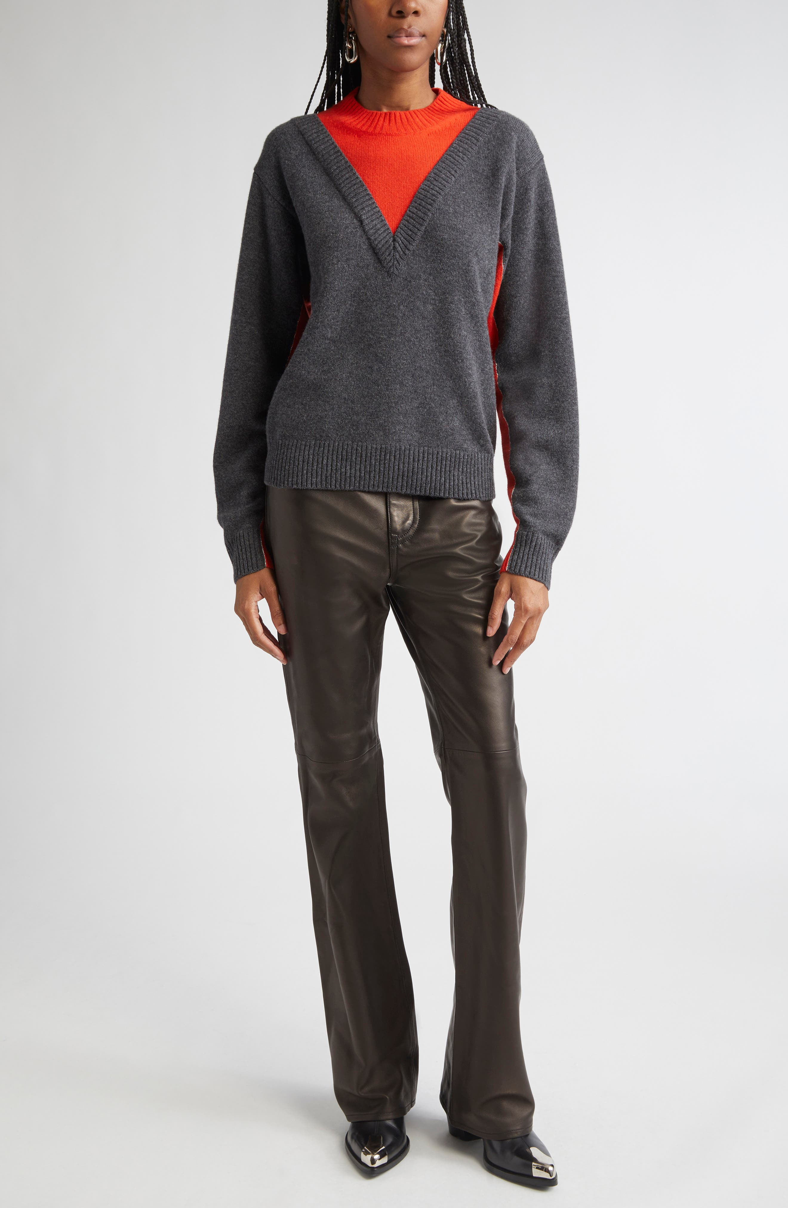 Rabanne Flare Lambskin Leather Pants in Black at Nordstrom - 2