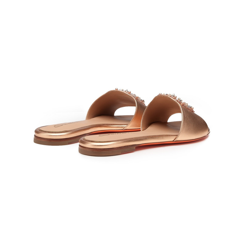 Women's pink laminated leather slide sandal 3