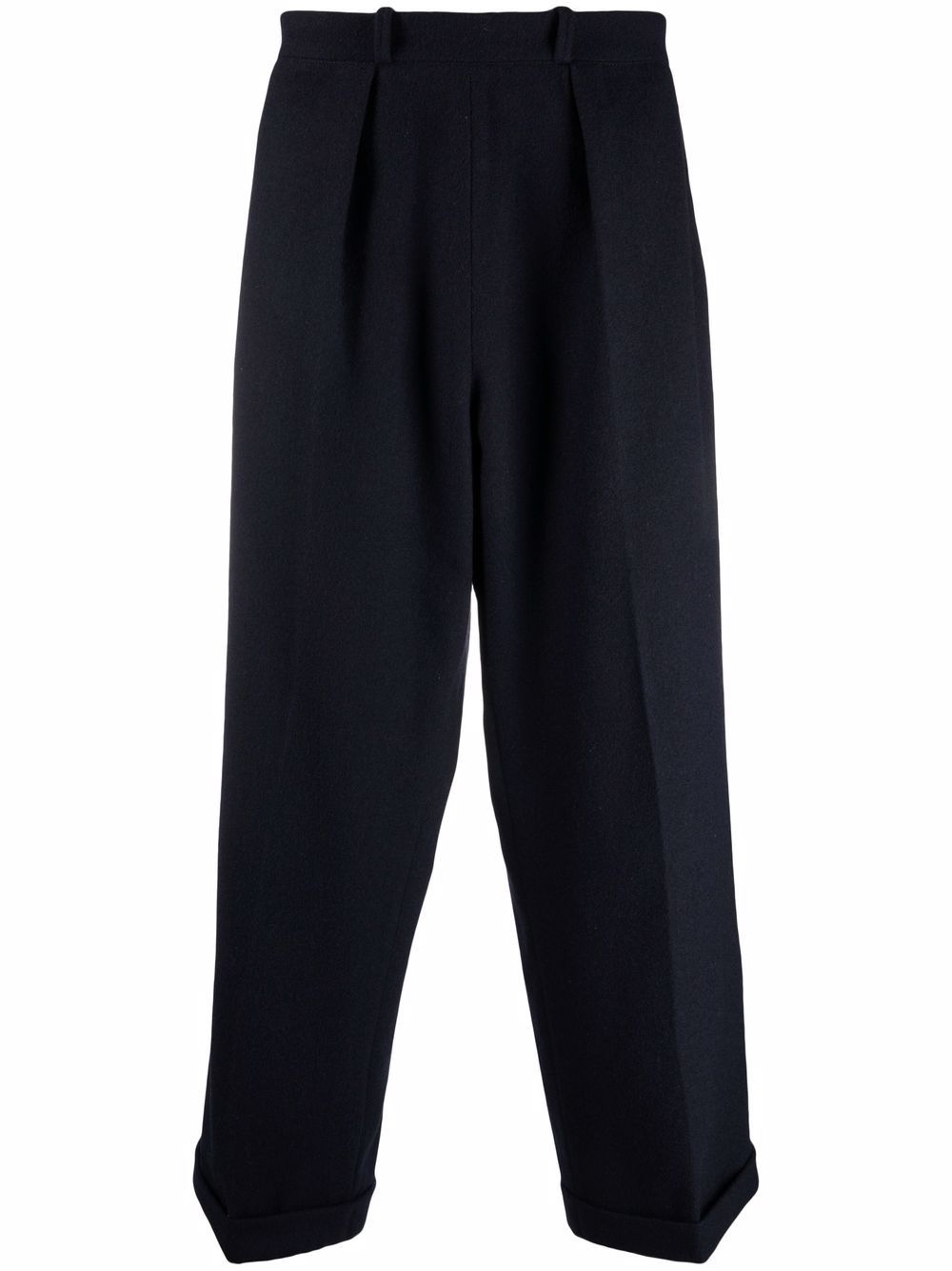 pleated straight-leg wool trousers - 1