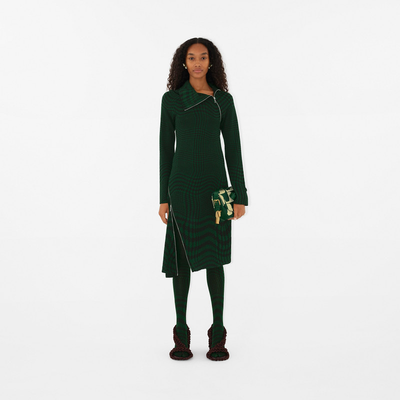 Burberry Warped Houndstooth Wool Blend Dress outlook