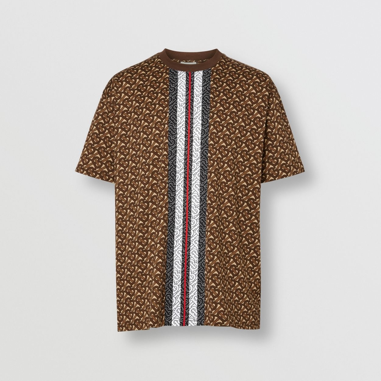 Monogram Stripe Print Cotton T-shirt - 1