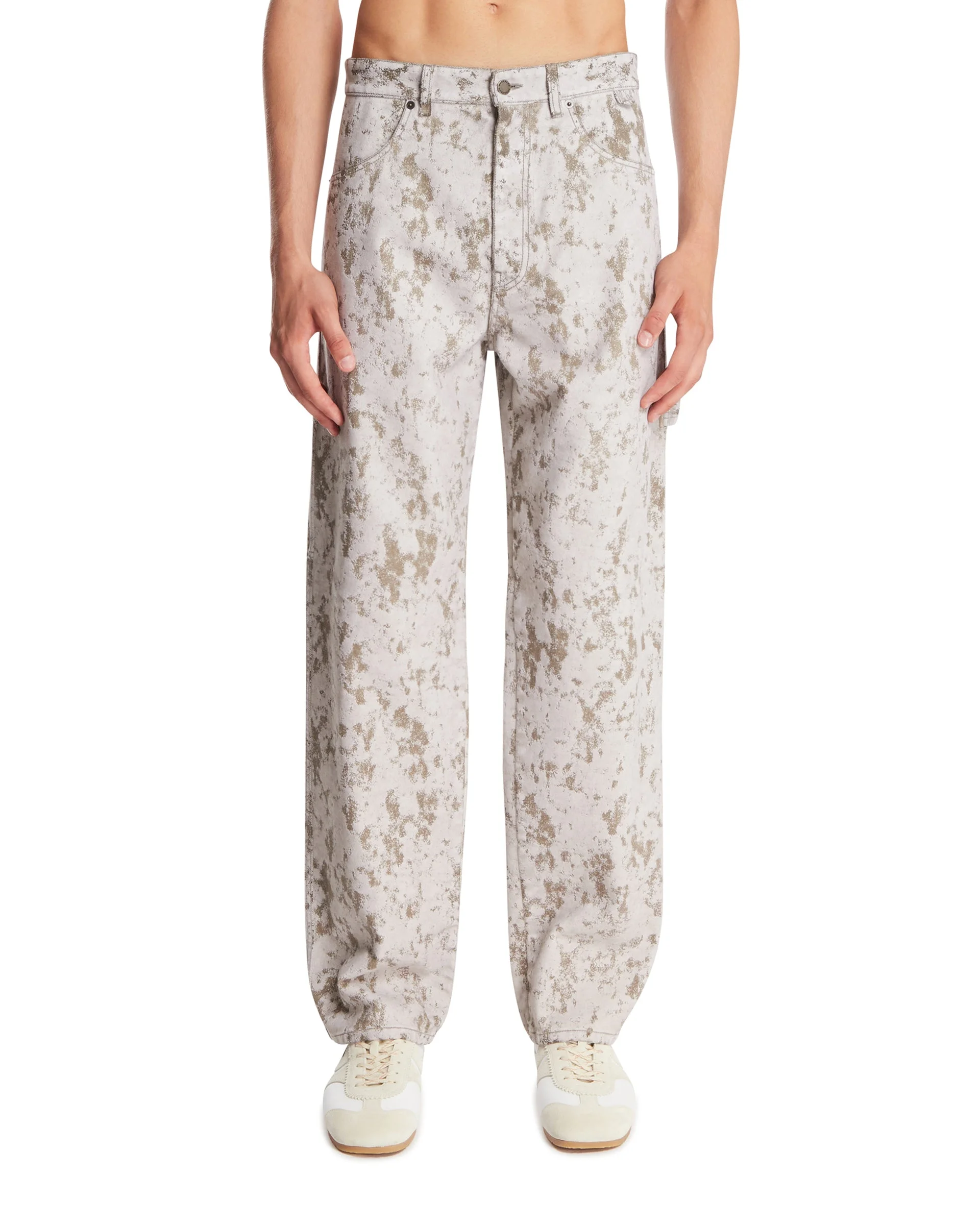 White Cotton Denim Carpenter Jeans - 1