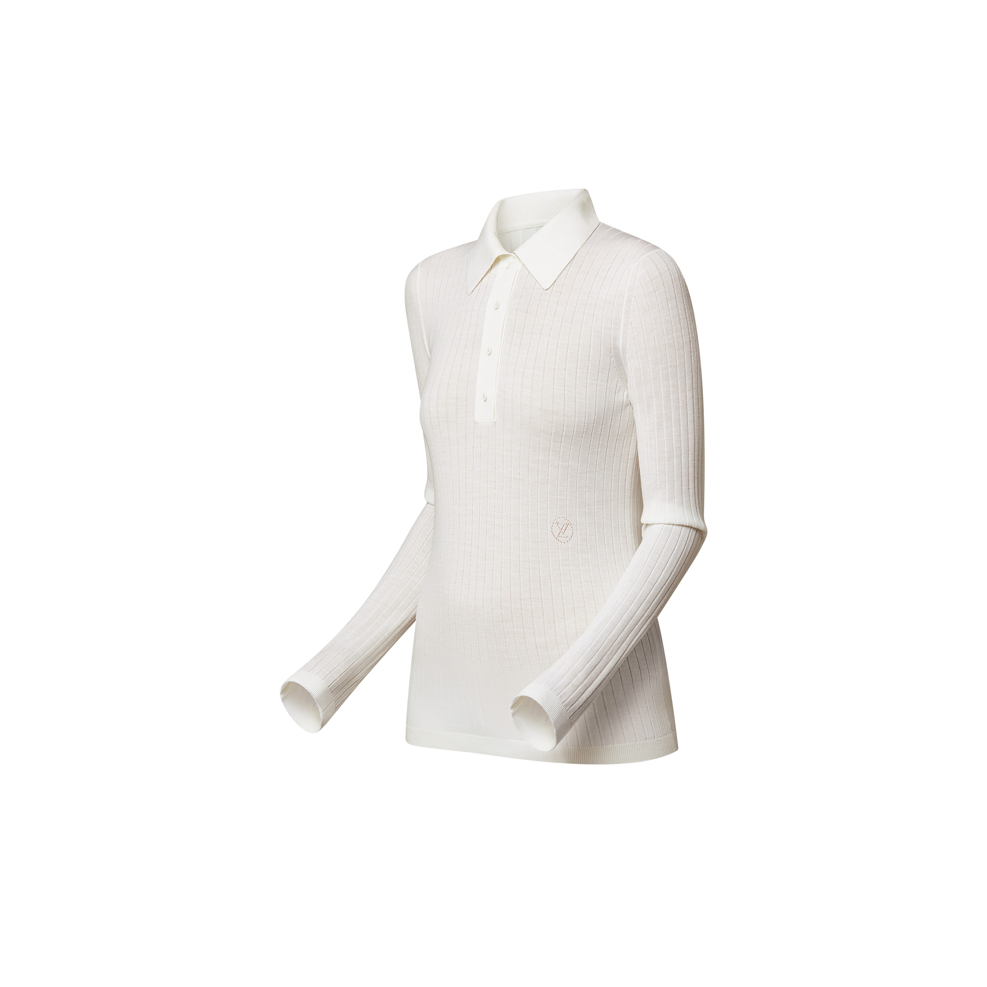 Long-Sleeved Rib-Knit Polo Top - 2