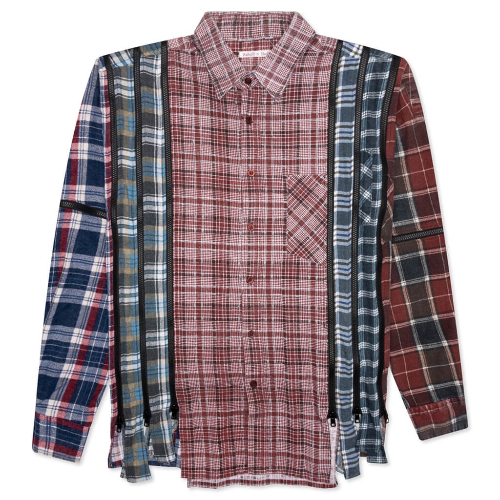 NEEDLES FLANNEL SHIRT 7 CUTS ZIPPED WIDE SHIRT - ASSORTED | REVERSIBLE