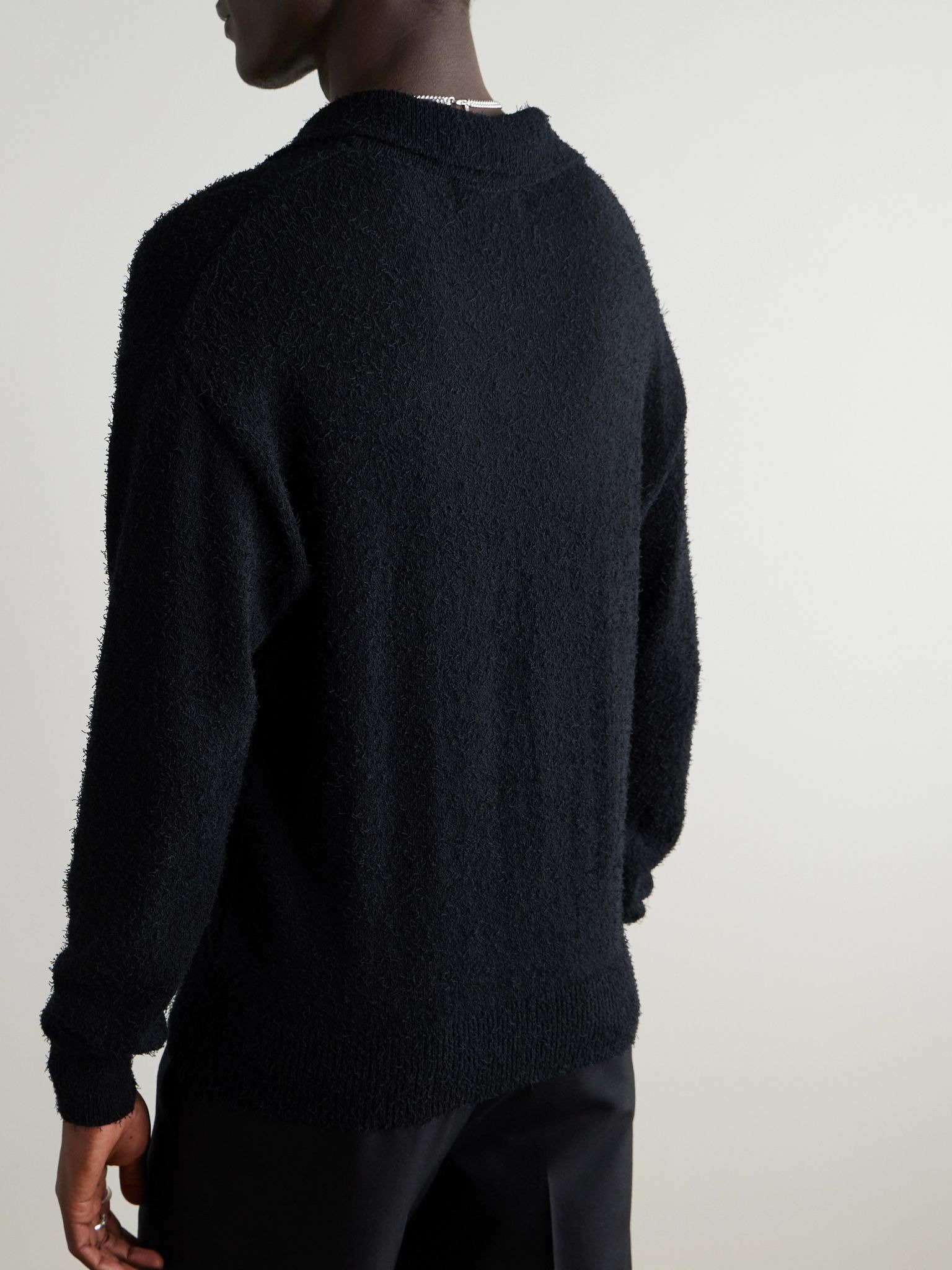 Textured Organic Cotton-Blend Sweater Black - 3